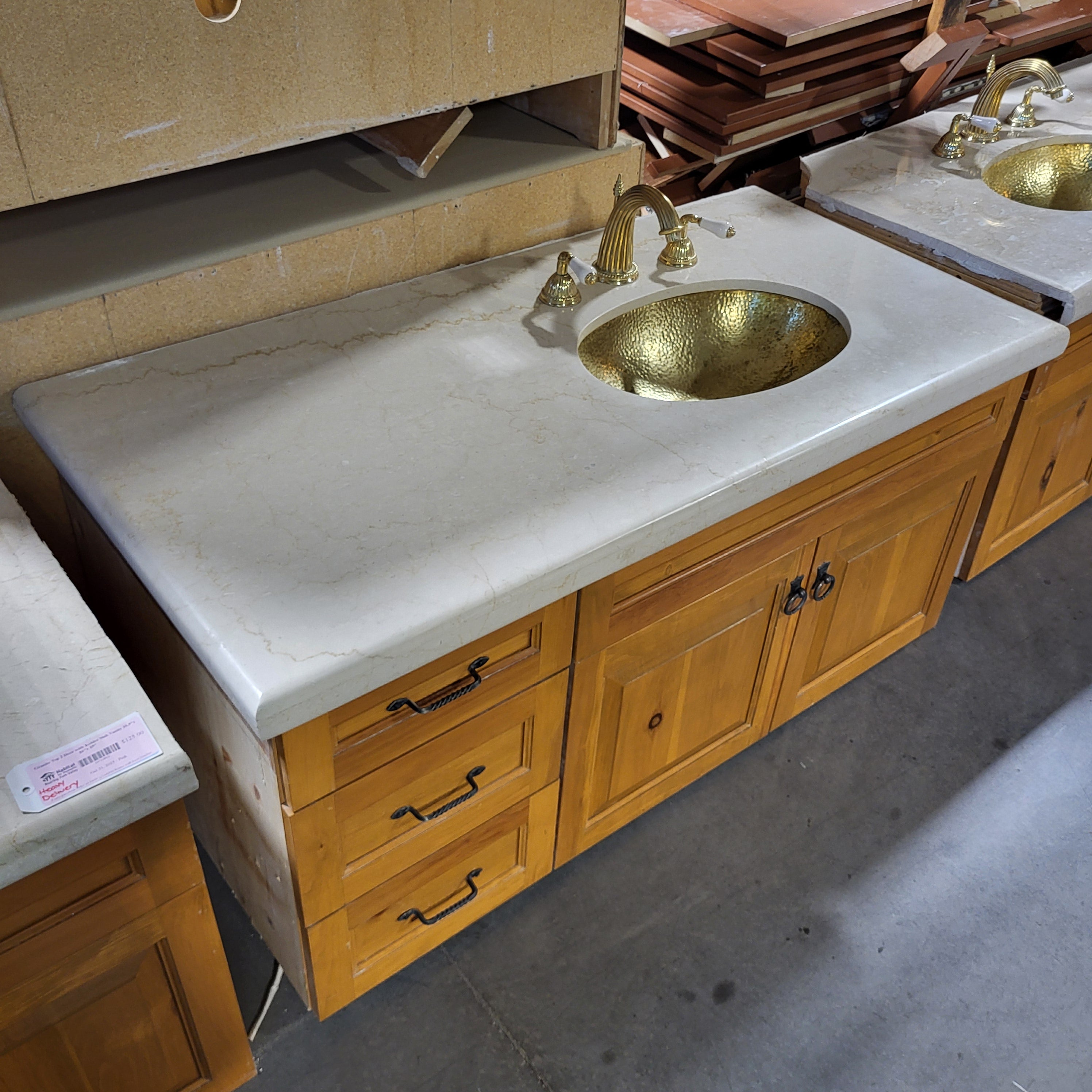 Granite Top 3 Drawer 2 Door Vanity 53"x 26"x 25"