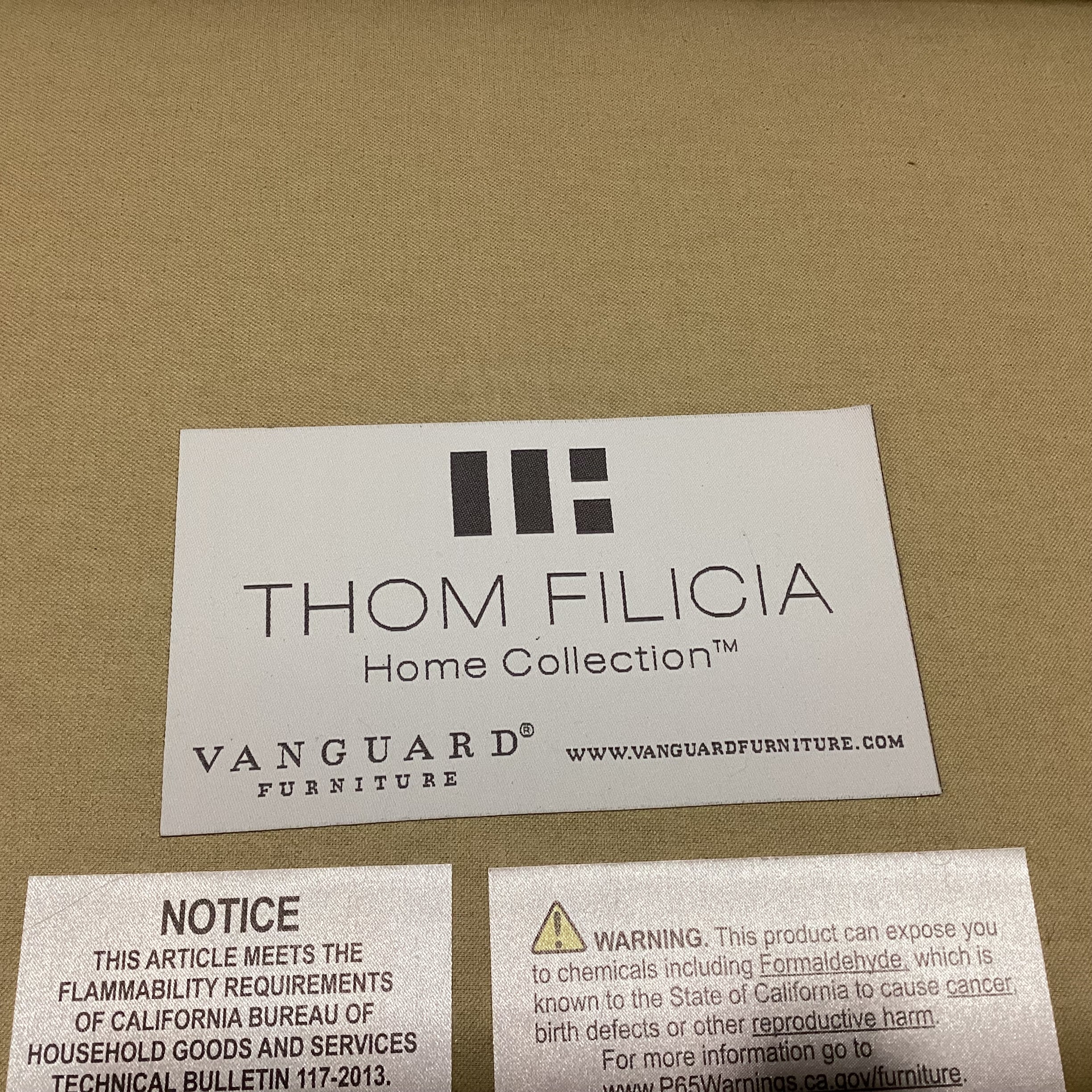 Thom Filicia Home Collection for Vanguard Camel Wool Curve Back & Arm Down Sofa 96"x 38"x 28"