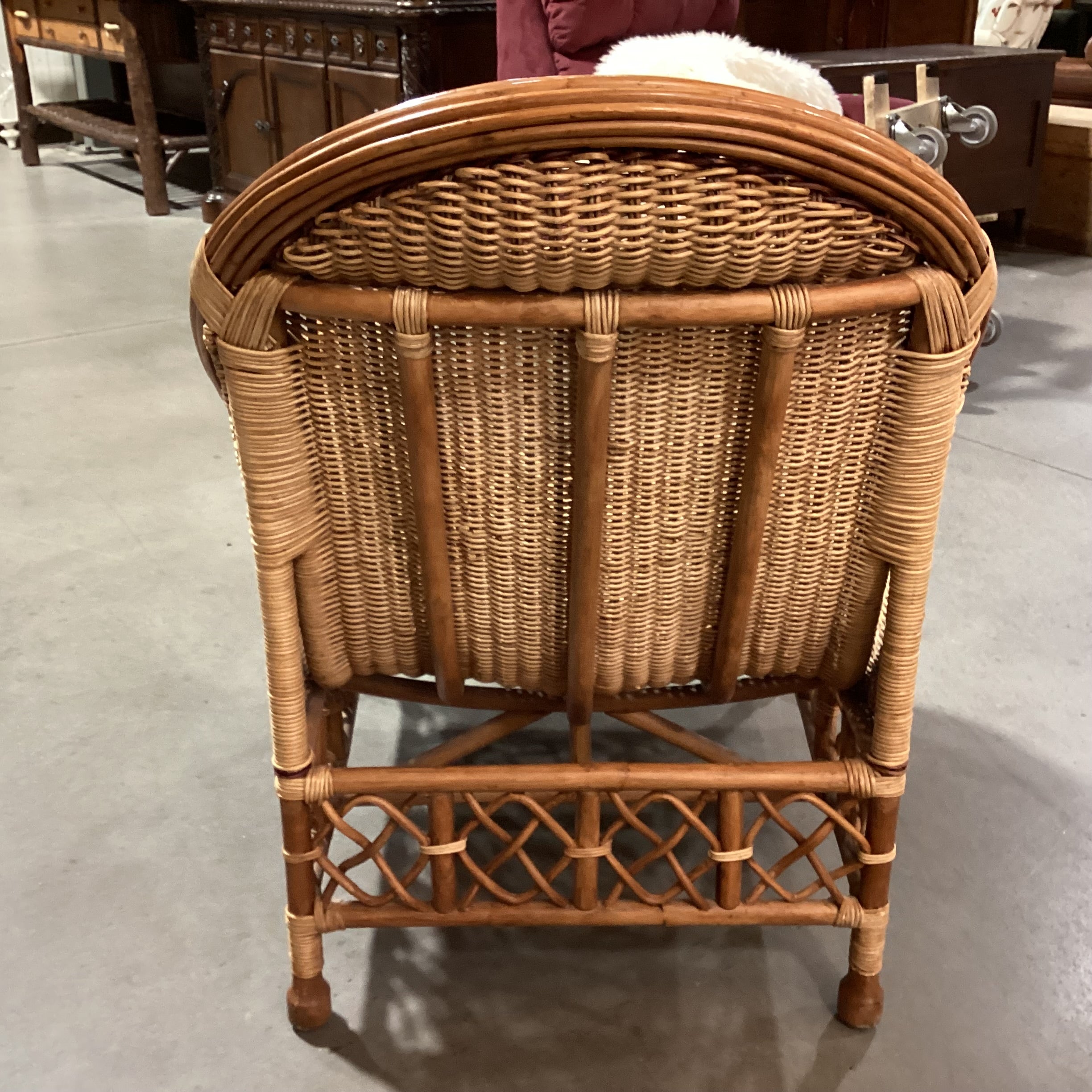 Palecek Wicker with Sheepskin Chair 26"x 36"x 39"