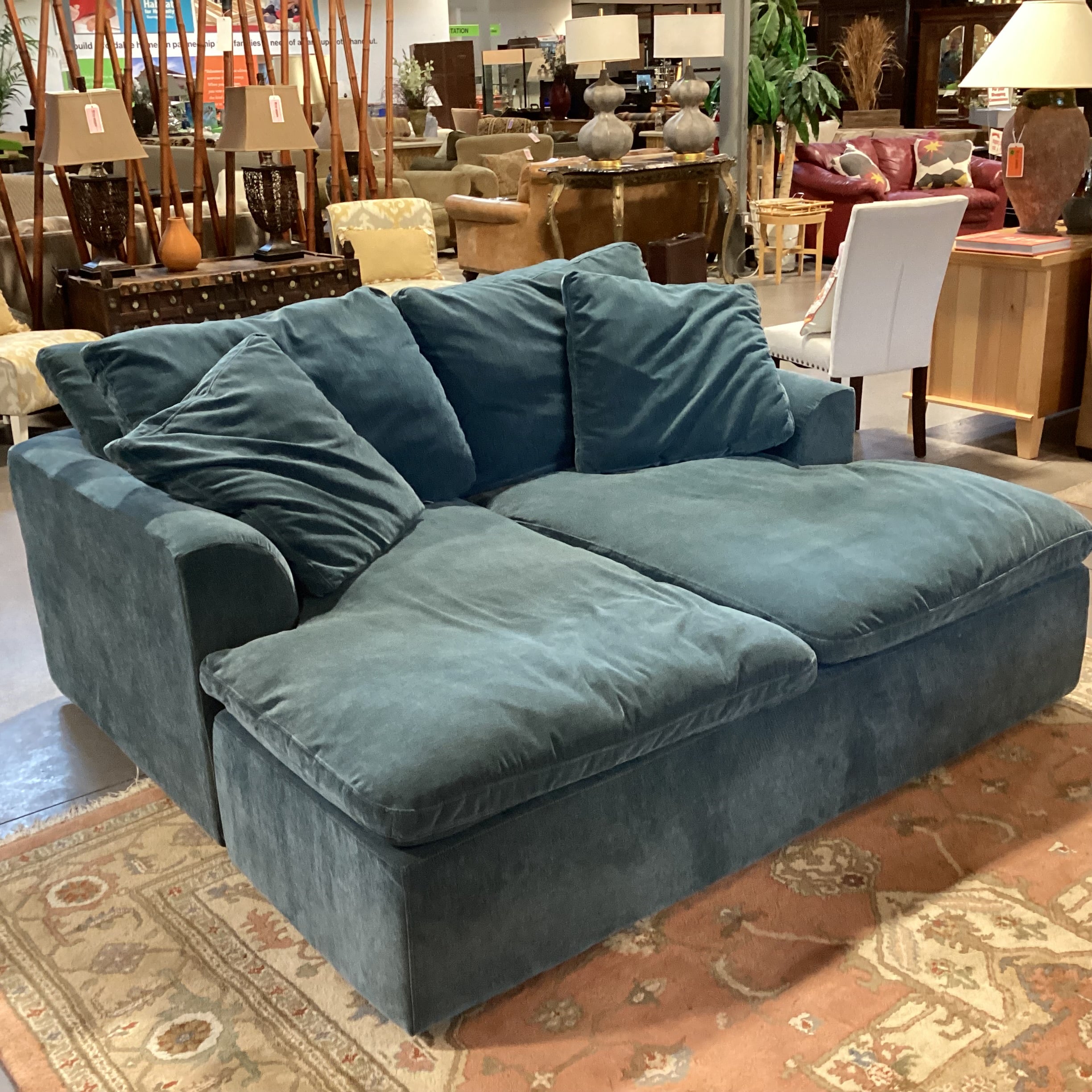 Joybird Furniture Teal 2 Piece Bryant Daybed Double Chaise Sectional 73"x 68"x 27"
