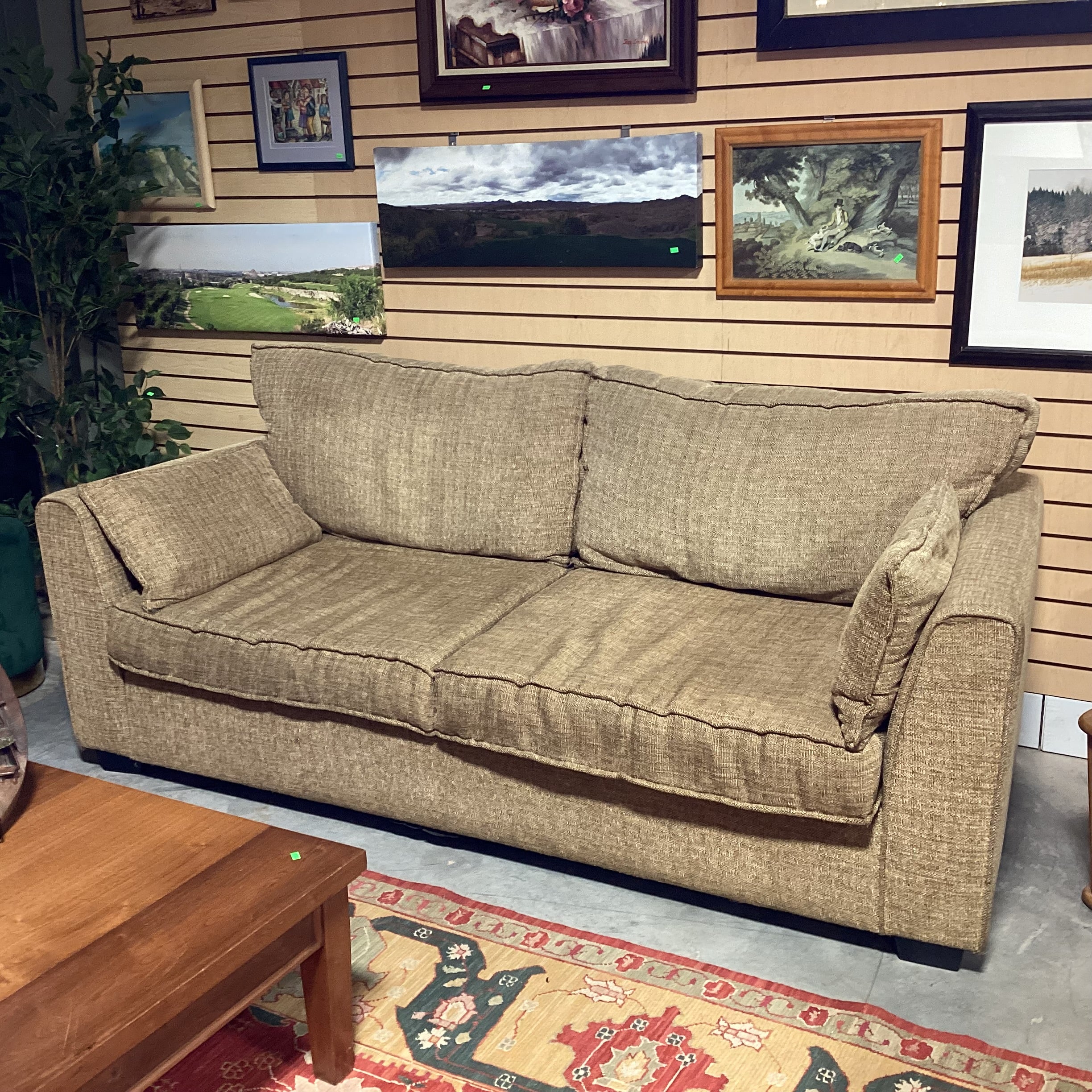 Hiatt Furniture Gold & Tan Woven Sofa 84"x 40"x 31"