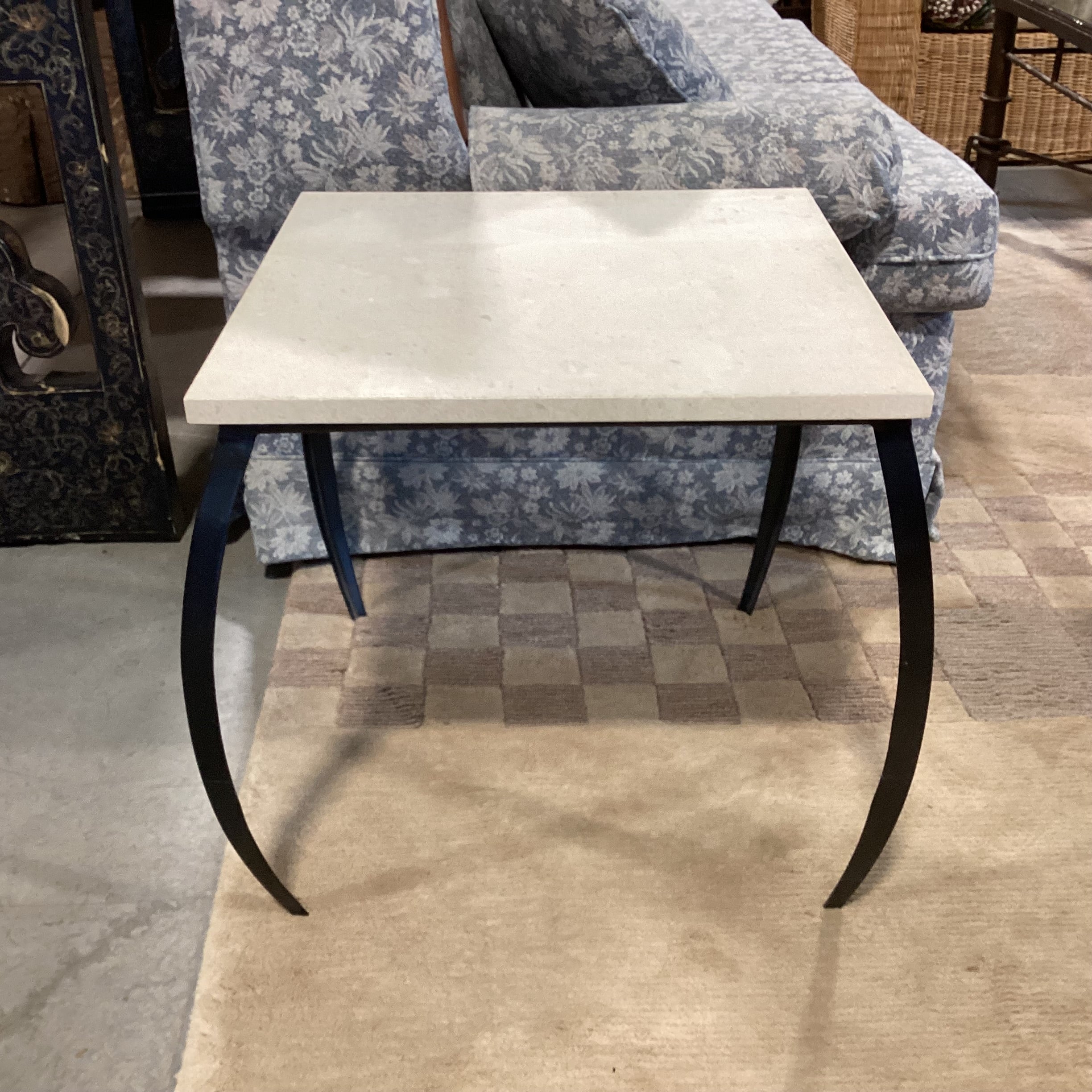 Iron & Stone Top End Table 22"x 22"x 20"