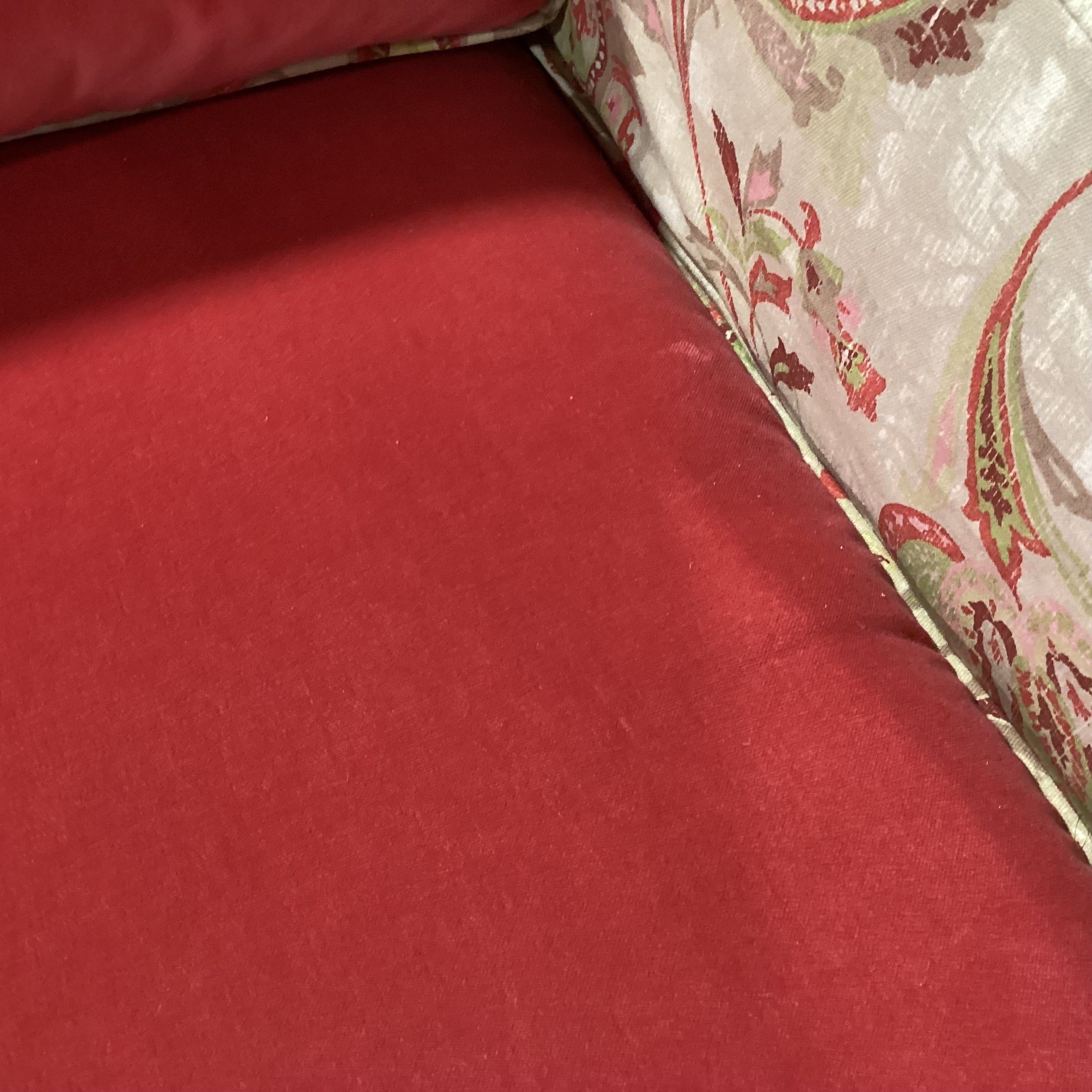 Salmon Pink Velvet with Linen Paisley Slipcover Down Mix Swivel Chair 32"x 39"x 33"