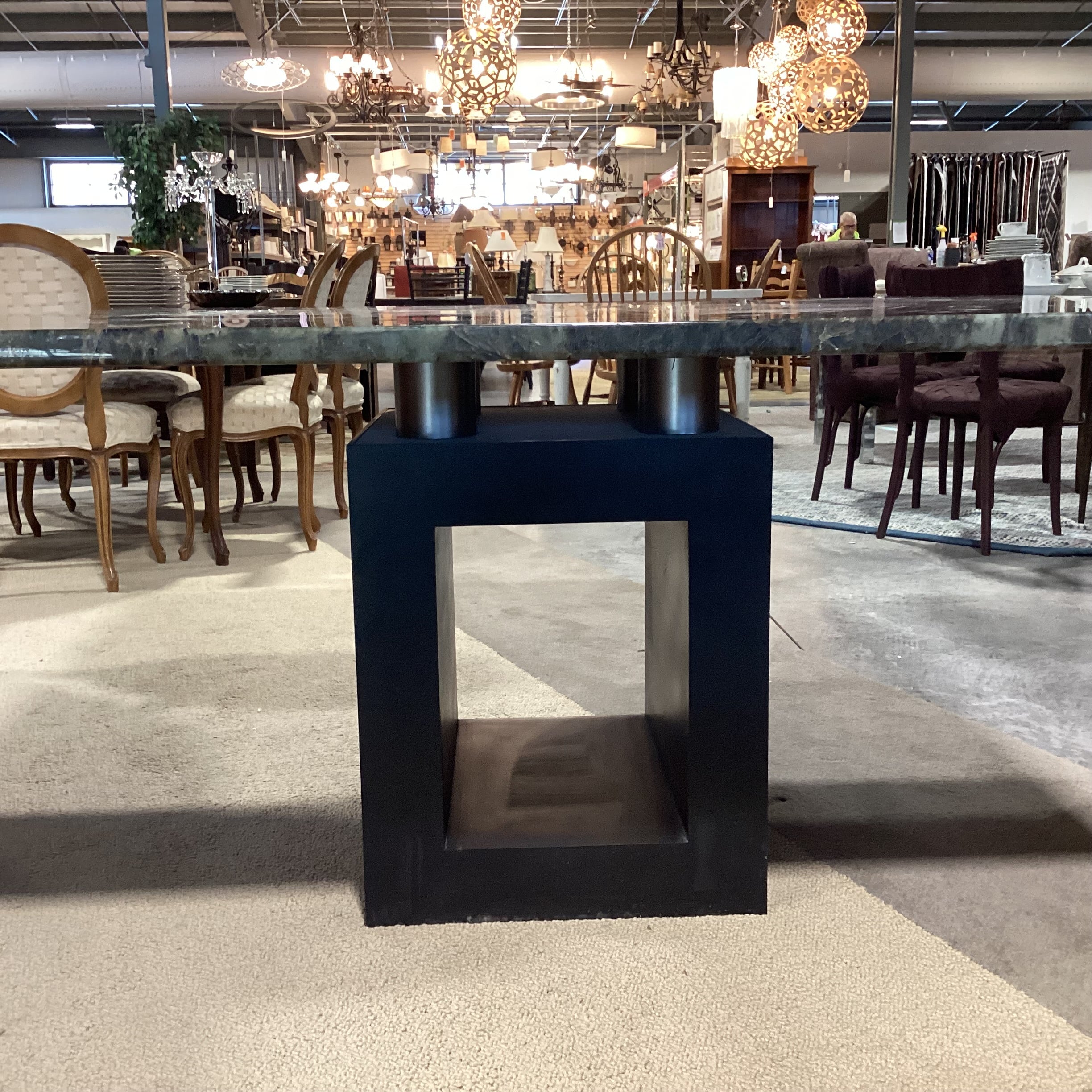 Custom Labradorite Square Top & Metal Modern Base Dining Table 60"x 60"x 30"