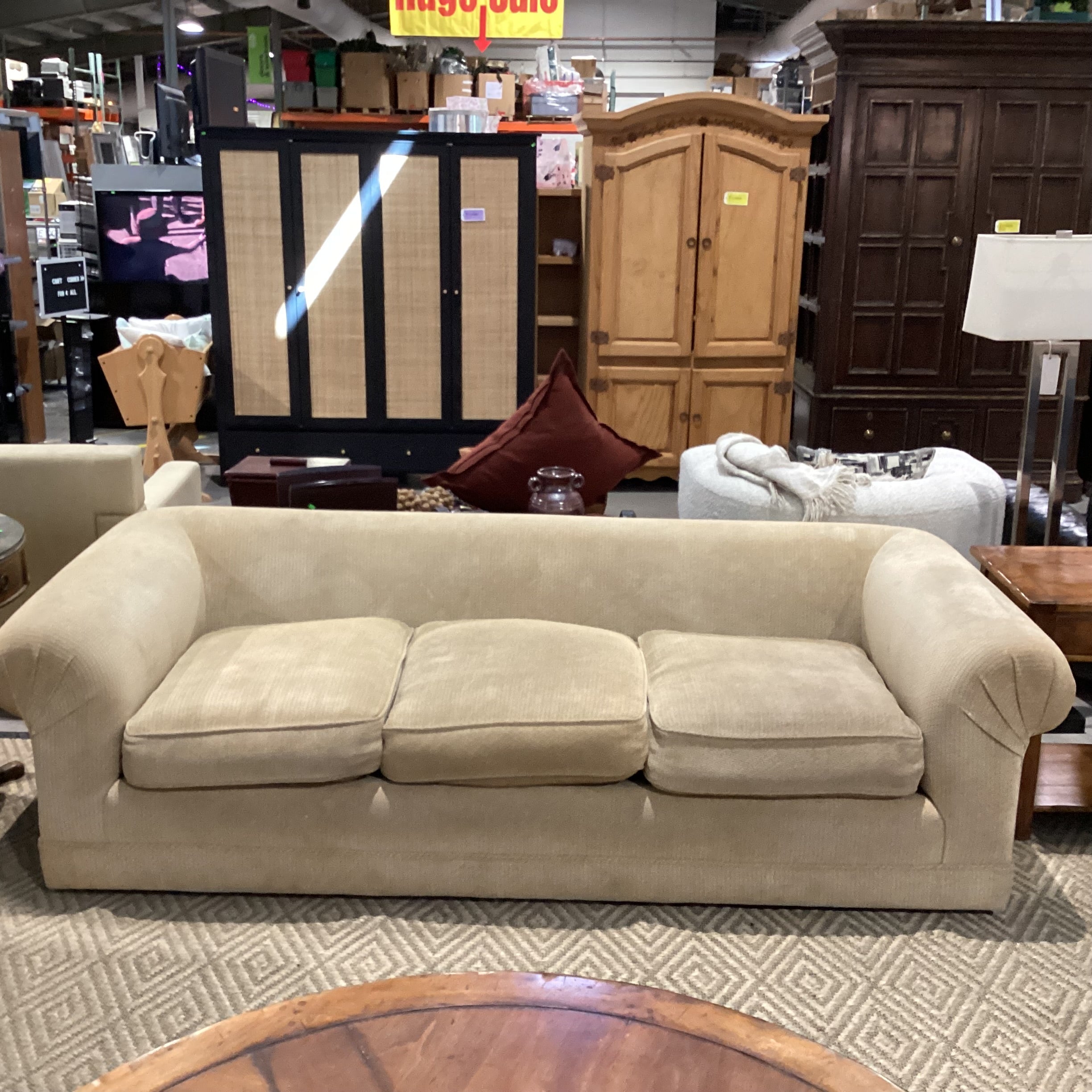 Golden Chenille Woven Roll Arm & Back Sofa 97"x 42"x 29"