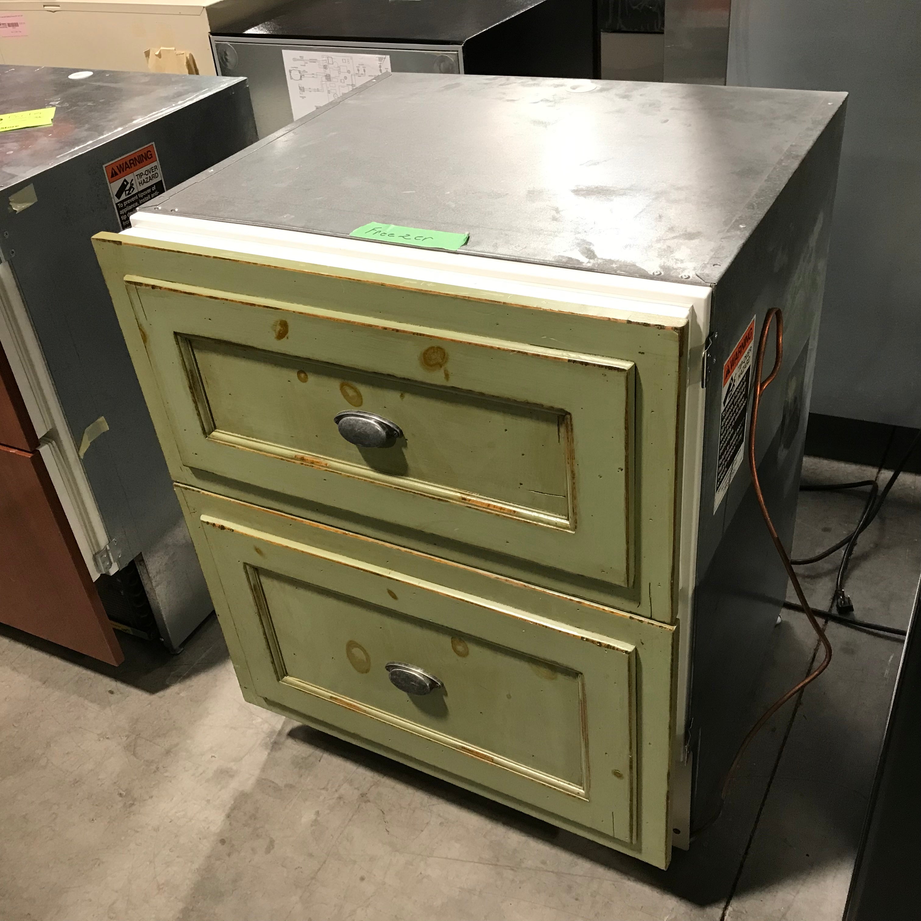 Sub-Zero Green Wood Paneled Doors Under-The-Counter Freezer 27"x 25"x 34"