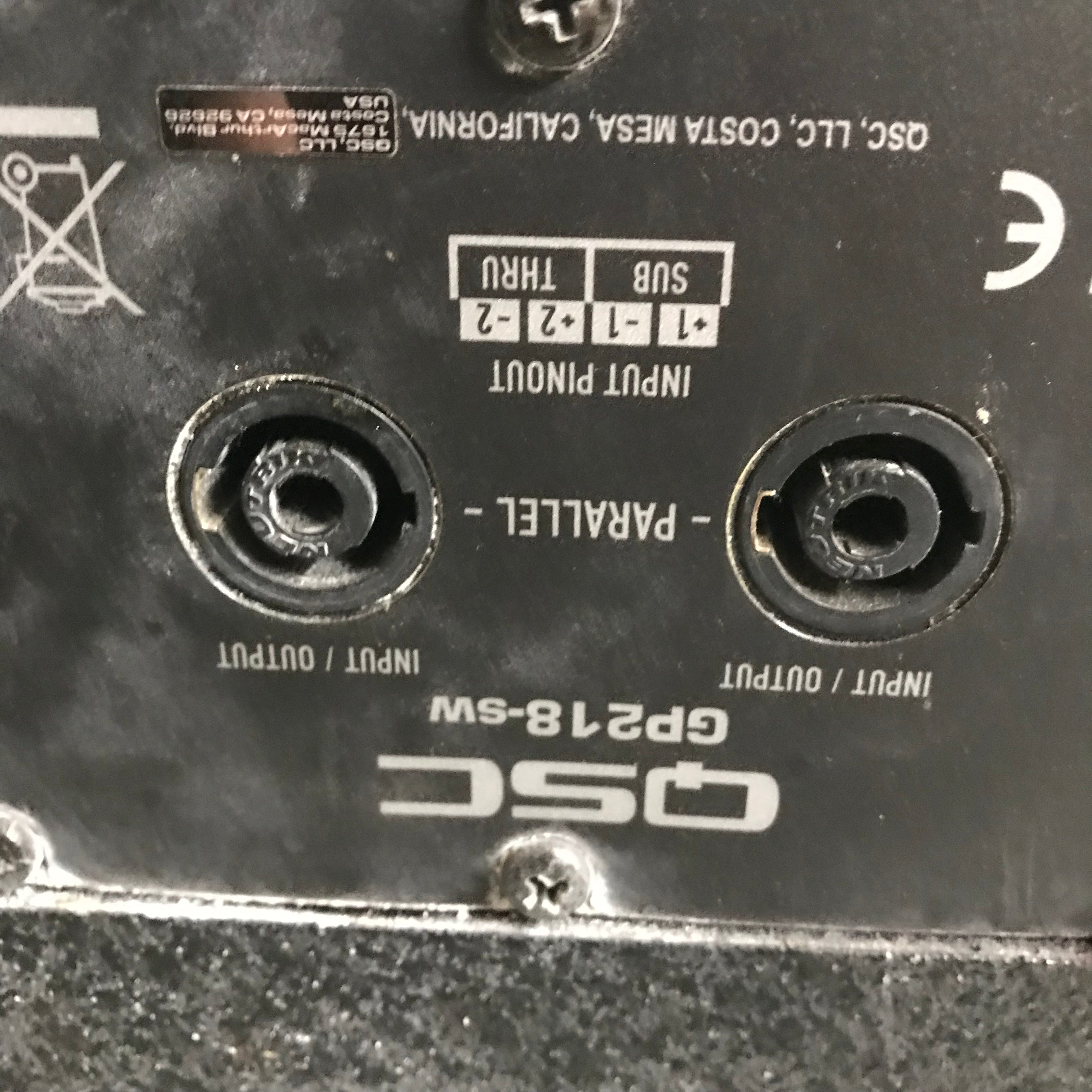 Club Set / QSC Dual 18" GP218-SW SUB / 2- QSC K12.2 2 kw Active Speaker / QSC KSUB 1 kw Active Speaker / 4 - QSC KW 153 1kw Active Speakers