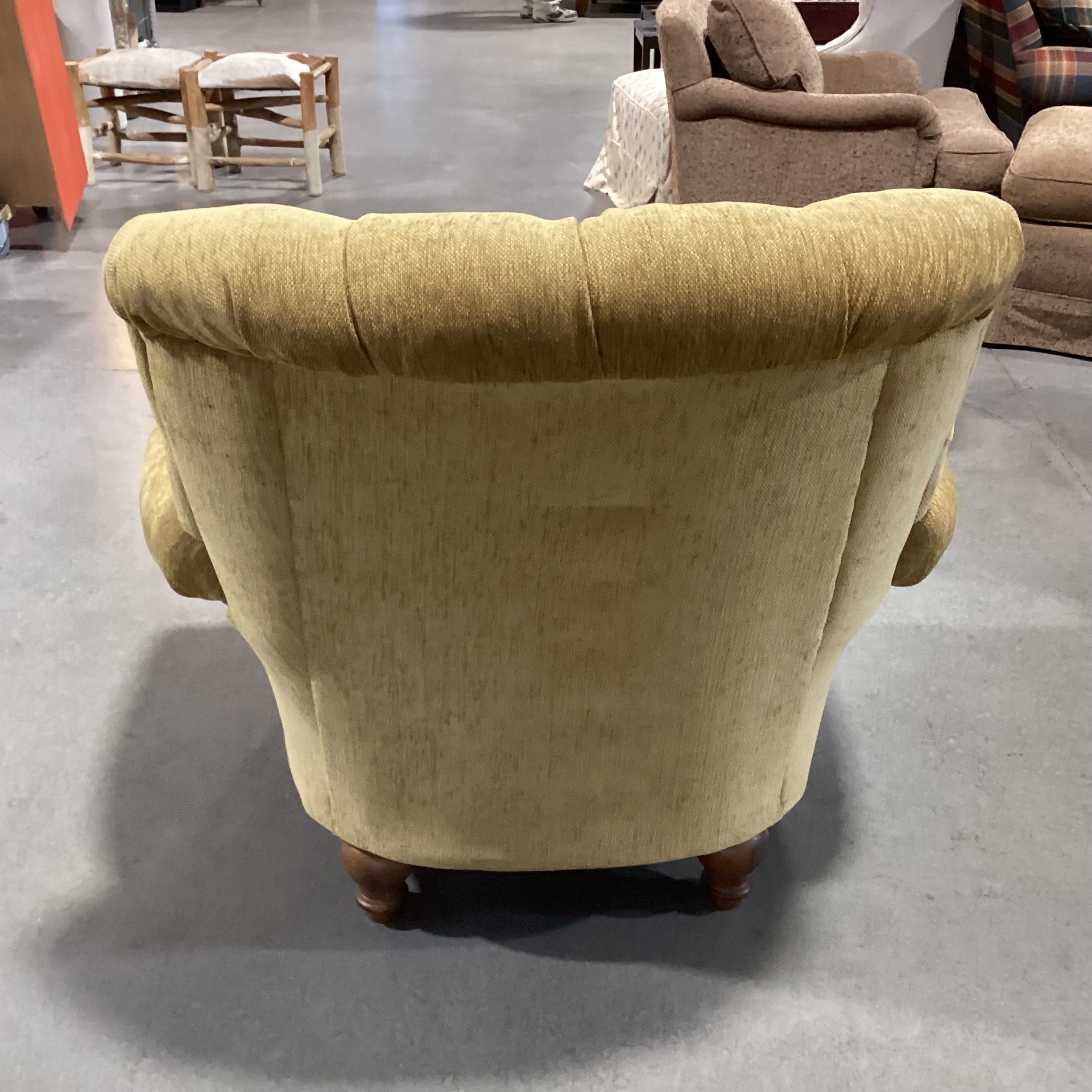 Best Chairs Co. Golden Mustard Tufted Roll Arm Chair 41"x 36"x 39"