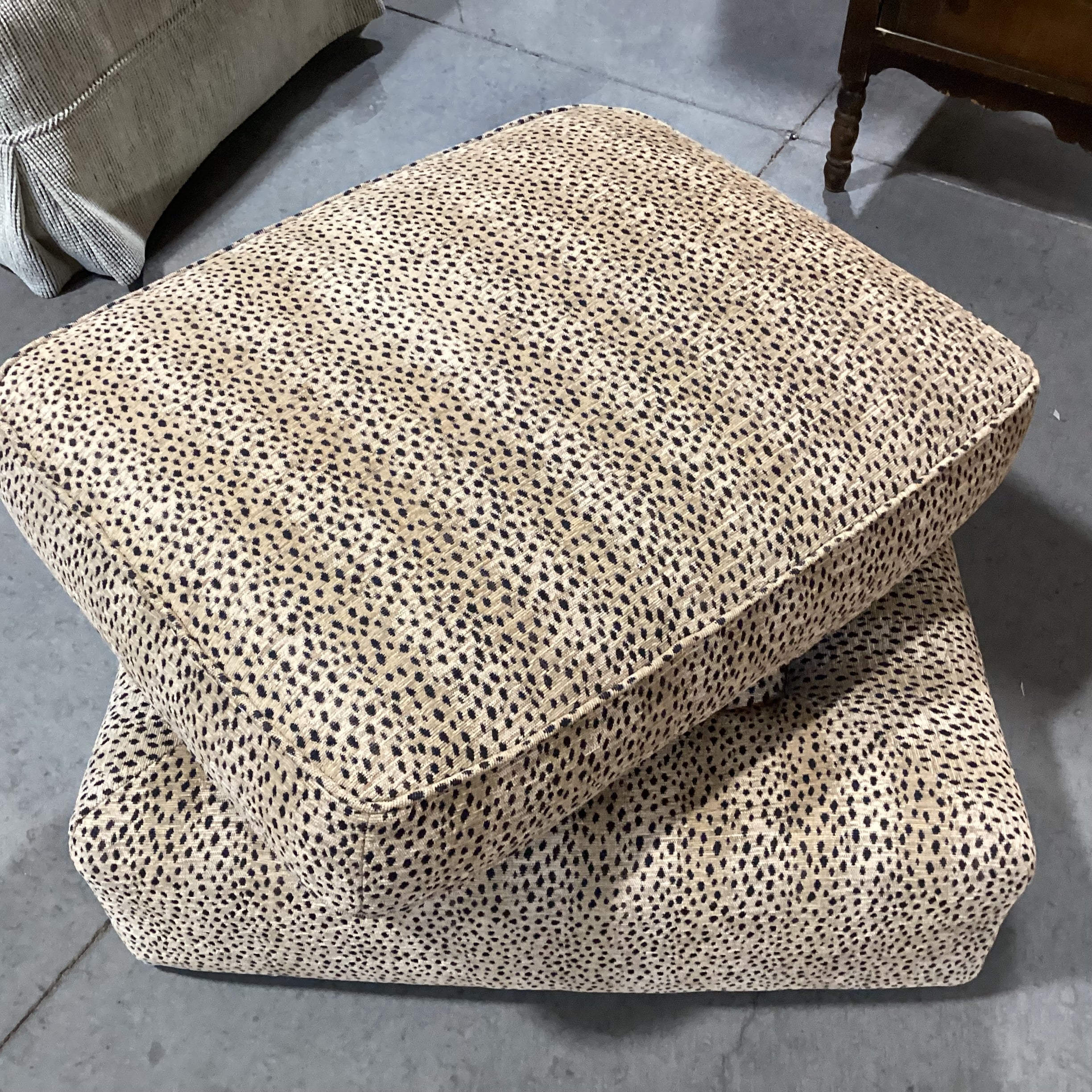 Custom Cheetah Print with Casters Ottoman 31"x 26" 17"