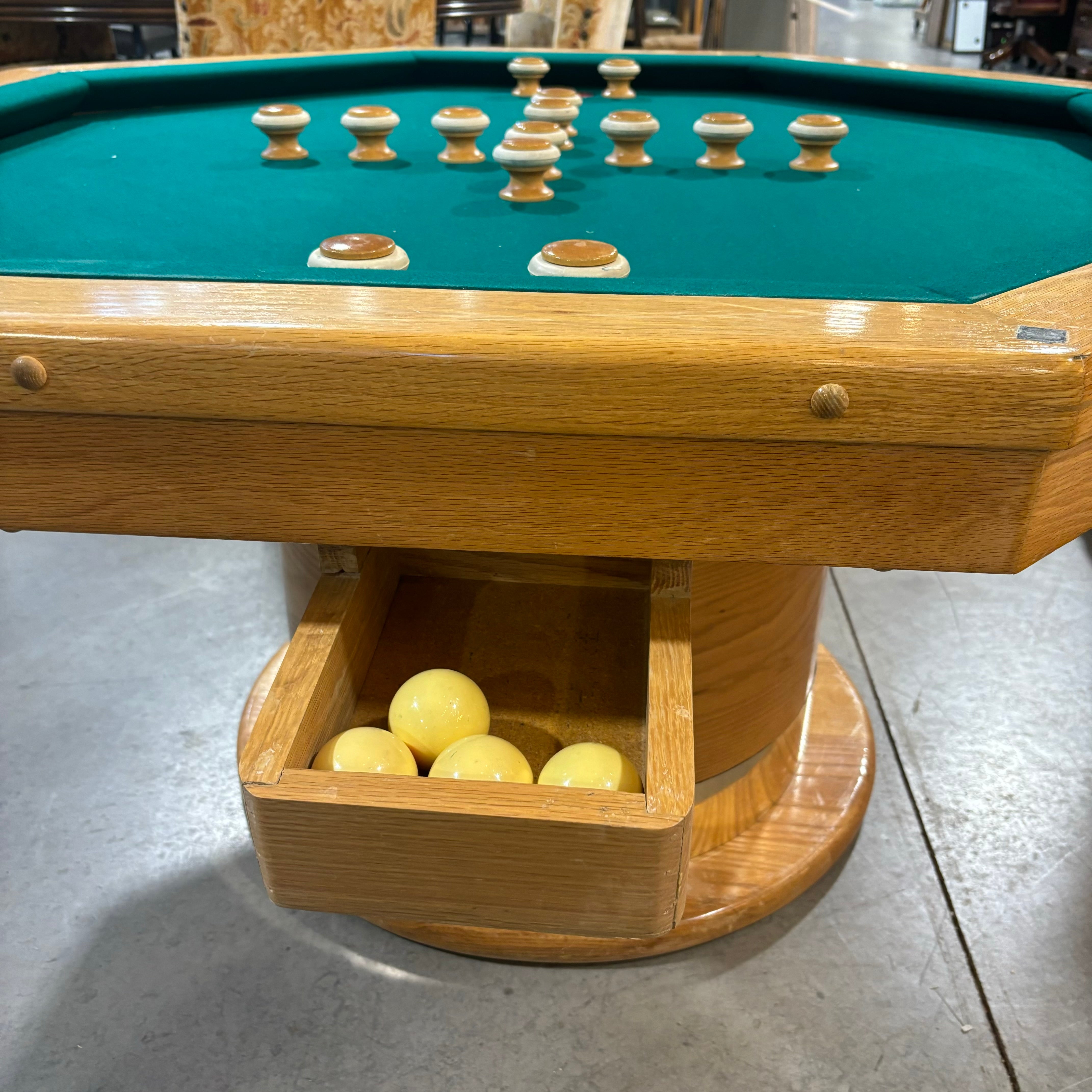 Custom Solid Oak Two in One Poker & Bumper Pool Game Dining Table 55" Octagon x 31"