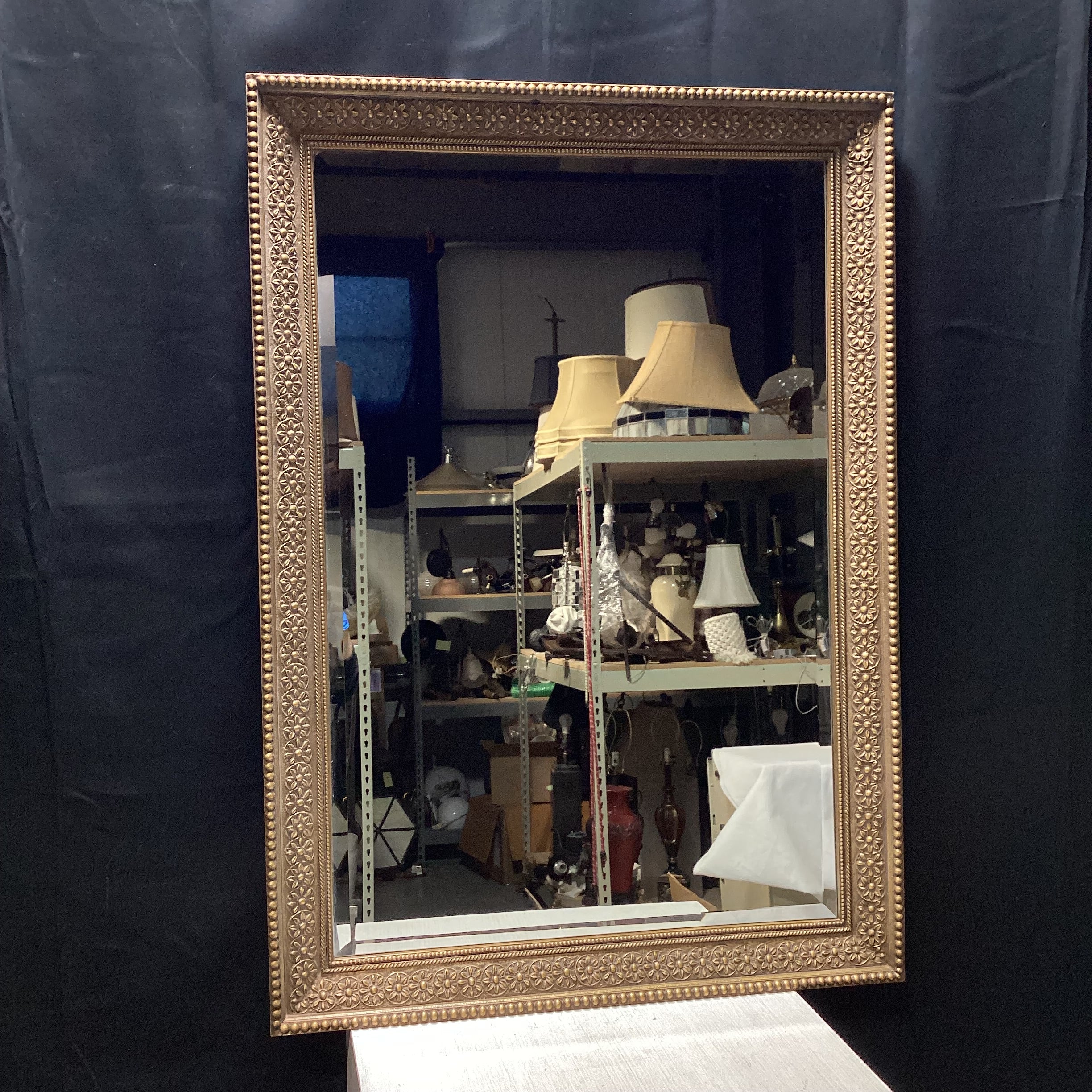 Gold Bevelled Edge 3D Floral Motif Wall Mirror 29" x 41"