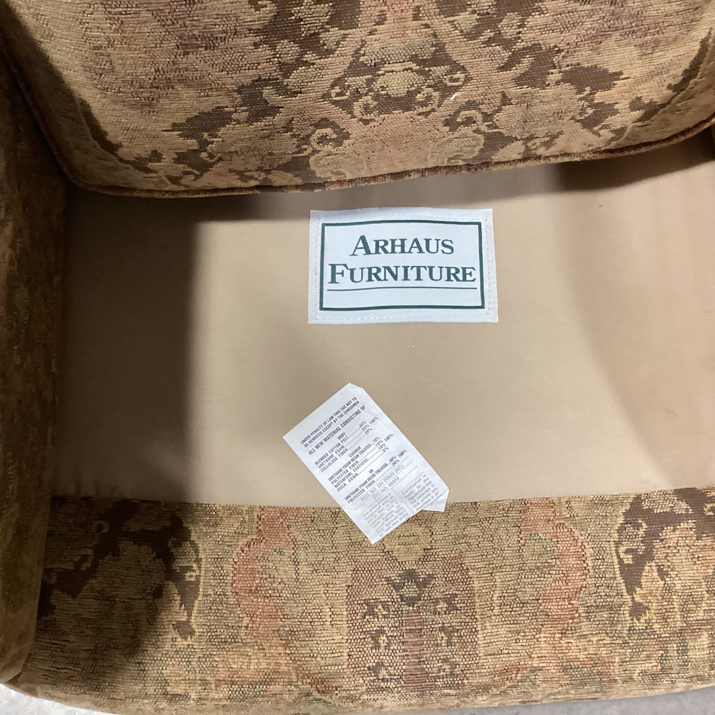 Arhaus Brown & Sage Chenille Woven with Nailhead Wing Chair 38"x 38"x 44"