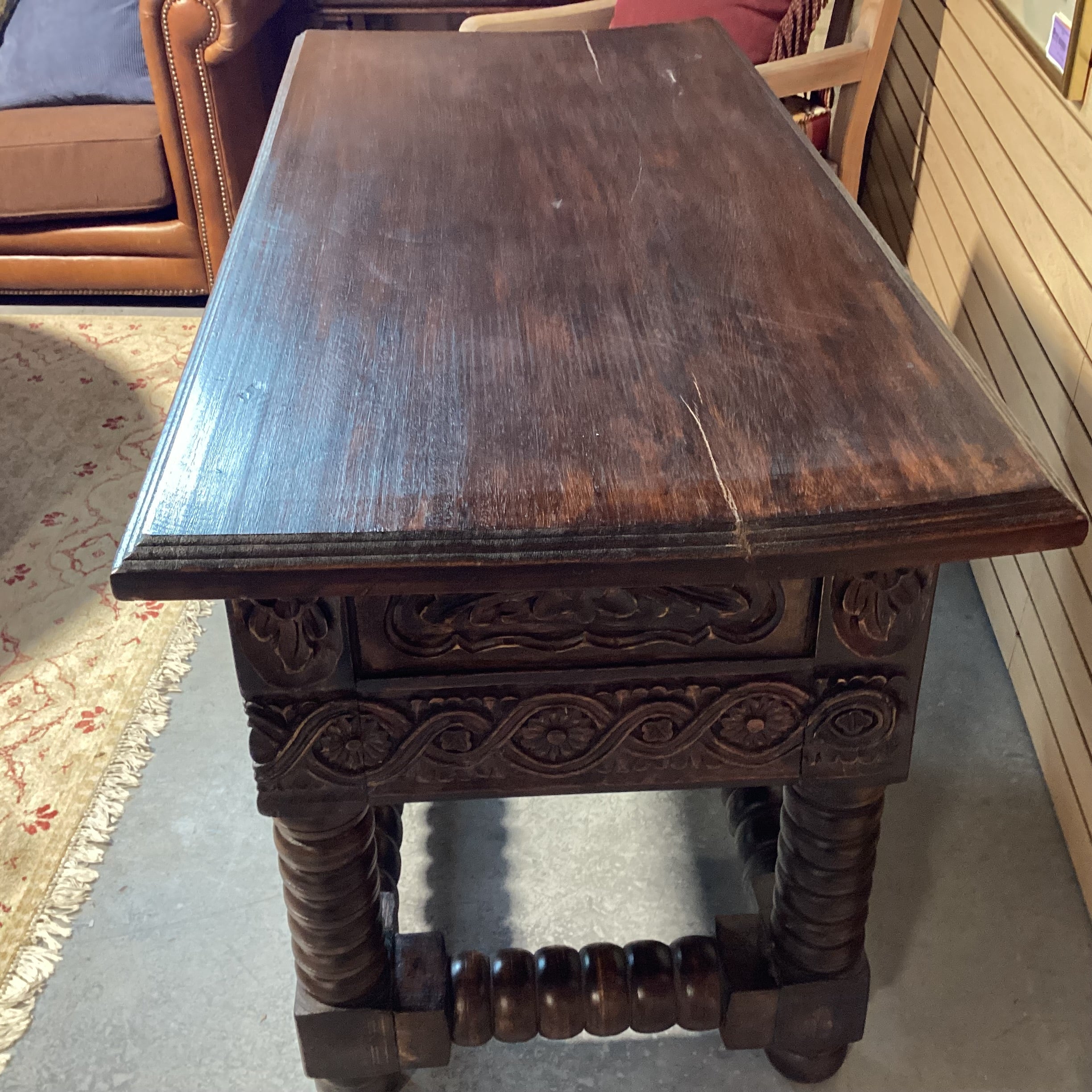 Spanish Style Carved Wood 1 Drawer Console Sofa Table 52"x 24.5"x 34"