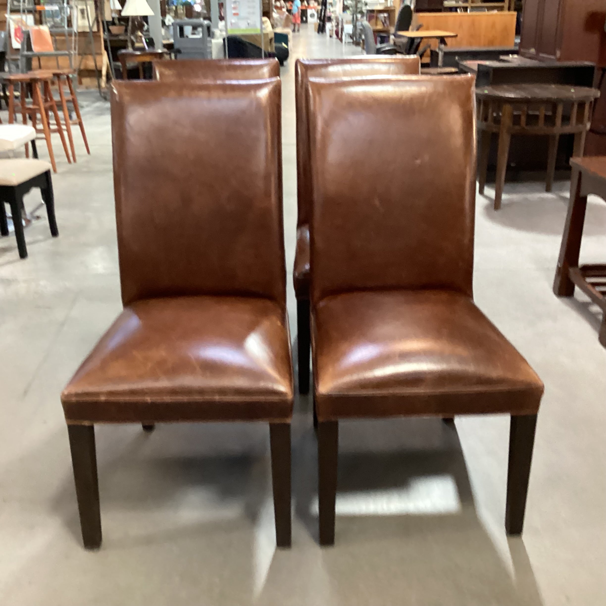 SET of 4 Restoration Hardware Distressed Leather Dining Chairs 21"x 24"x 42"