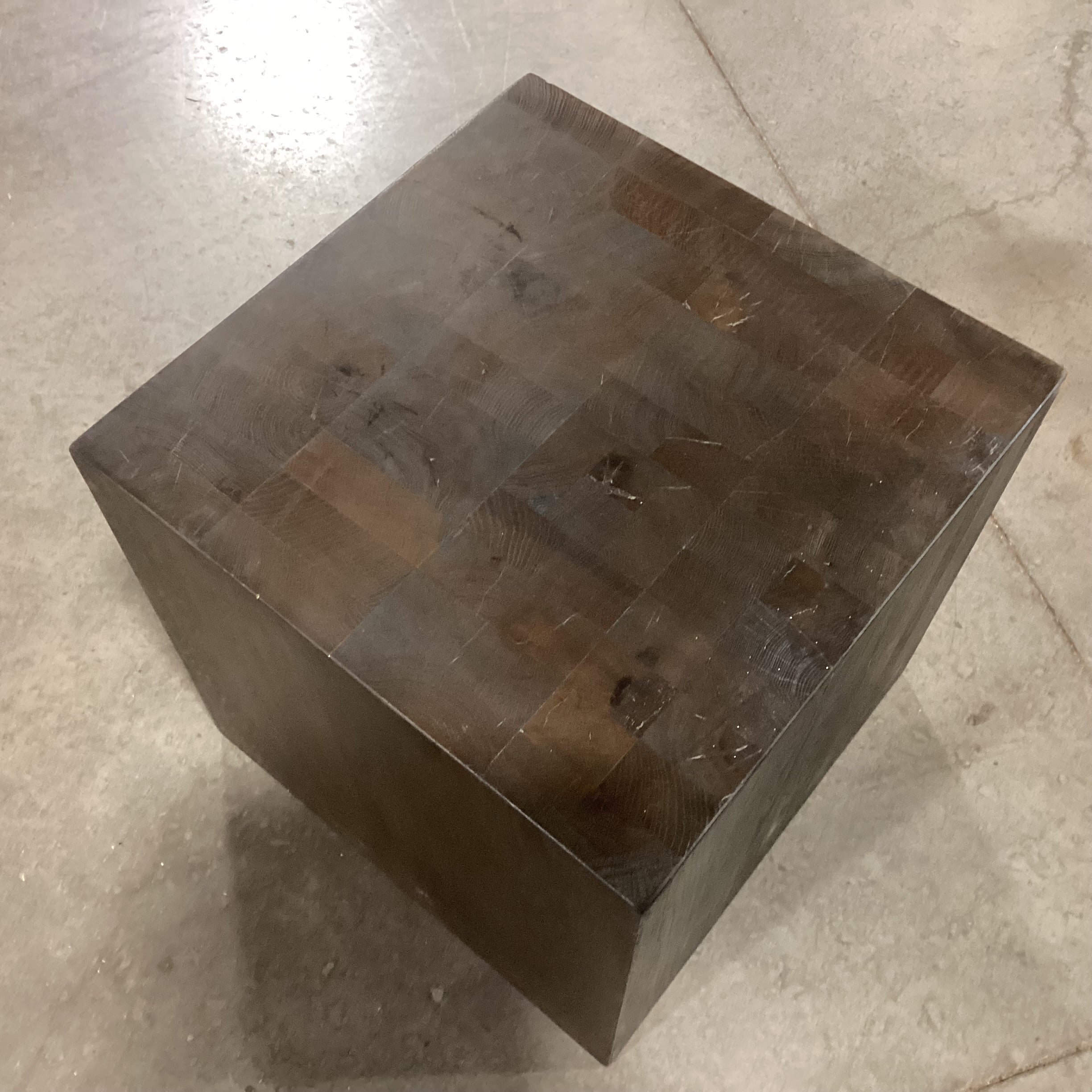 Restoration Hardware Reclaimed Solid Block Oak Accent Table 19"x 19"x 19"