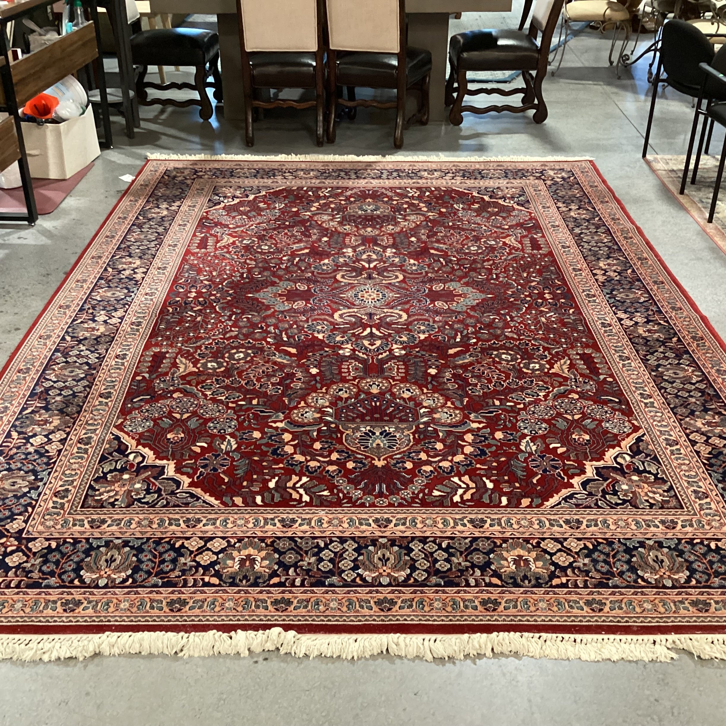 Foreign Accents Rug Gallery Red Navy Ornate Floral with Border & Fringe Rug 8'2"x 11'5"