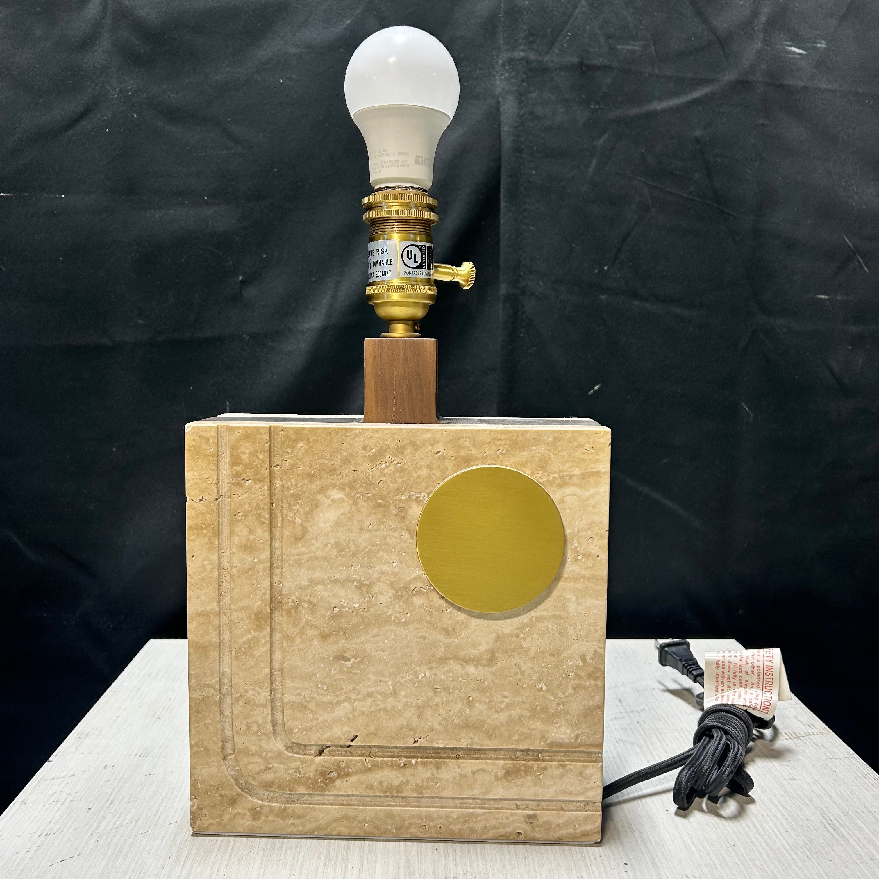 Jonathan Adler Topanga wood & Stone Table Lamp 8"x 3"x 13"