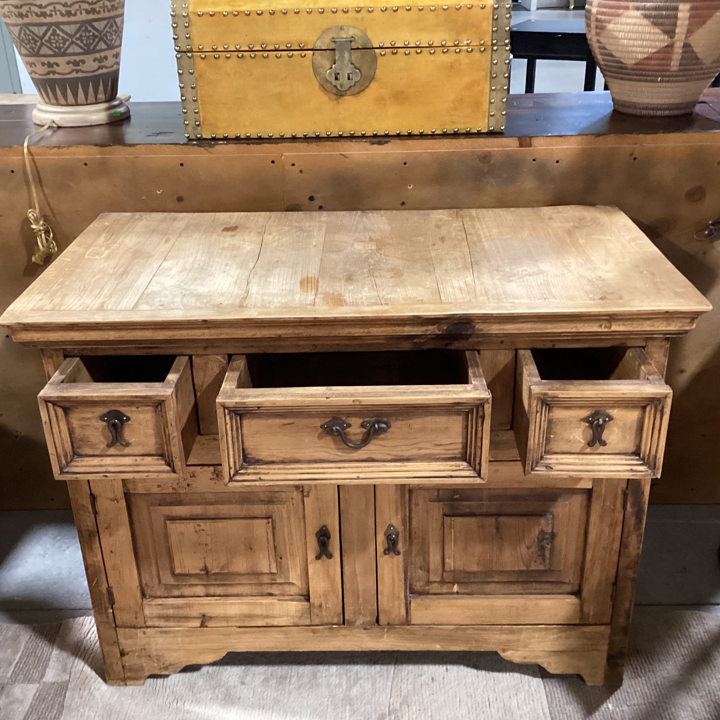 Rustic Pine 3 Drawer 2 Door Buffet 42.5"x 22.5"x 31.5"