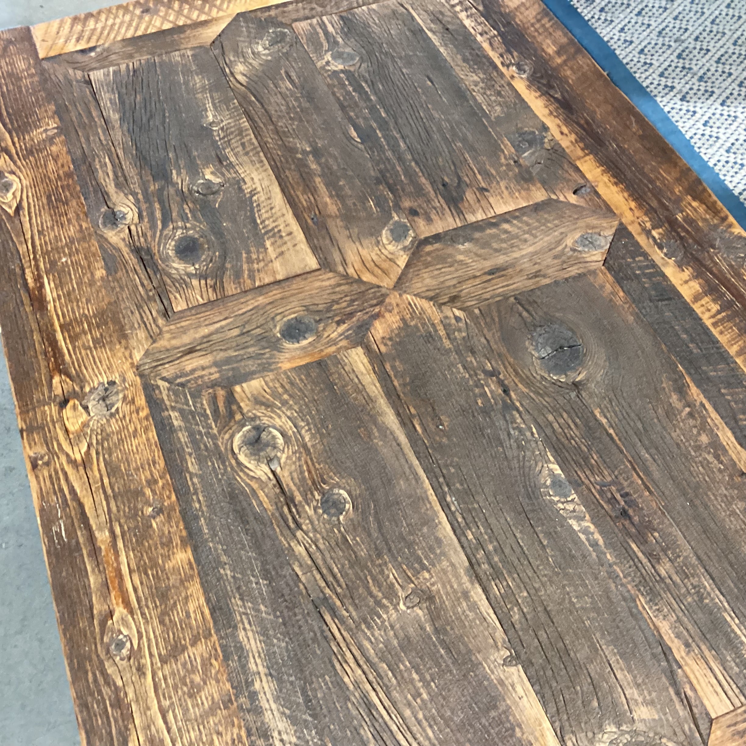 Custom Crafted Reclaimed Wood 1 Drawer with Iron Base CoffeeTable 56"x 34"x 18"