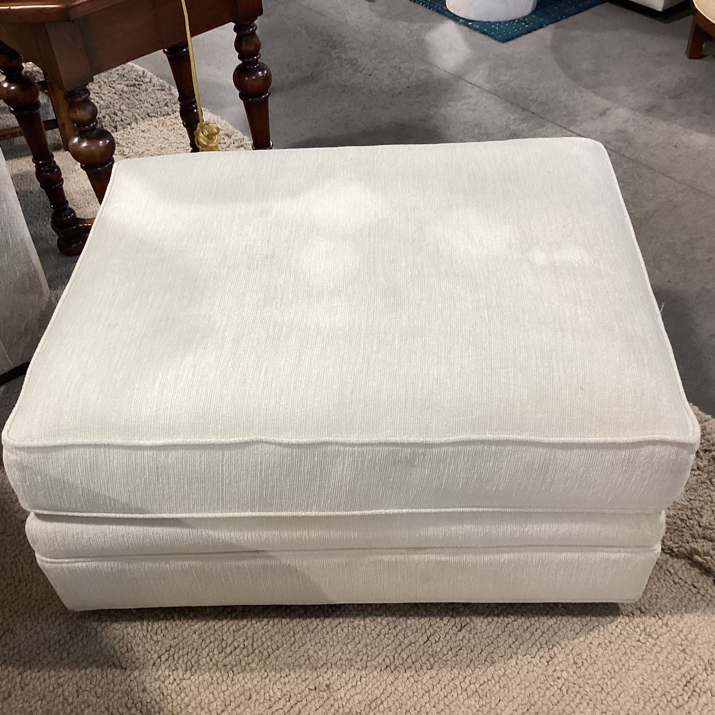 Cream Chenille Woven 4 Piece with Ottoman Sectional 107"x 107"x 41"x 31"