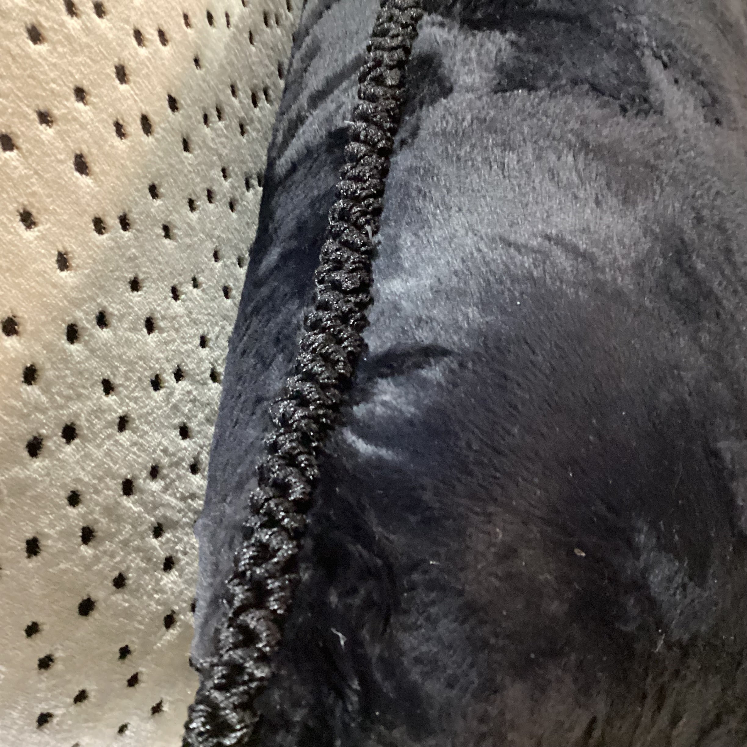 Custom Black Textured Animal Faux Fur with Piping Down Accent Pillow 20"x 20"