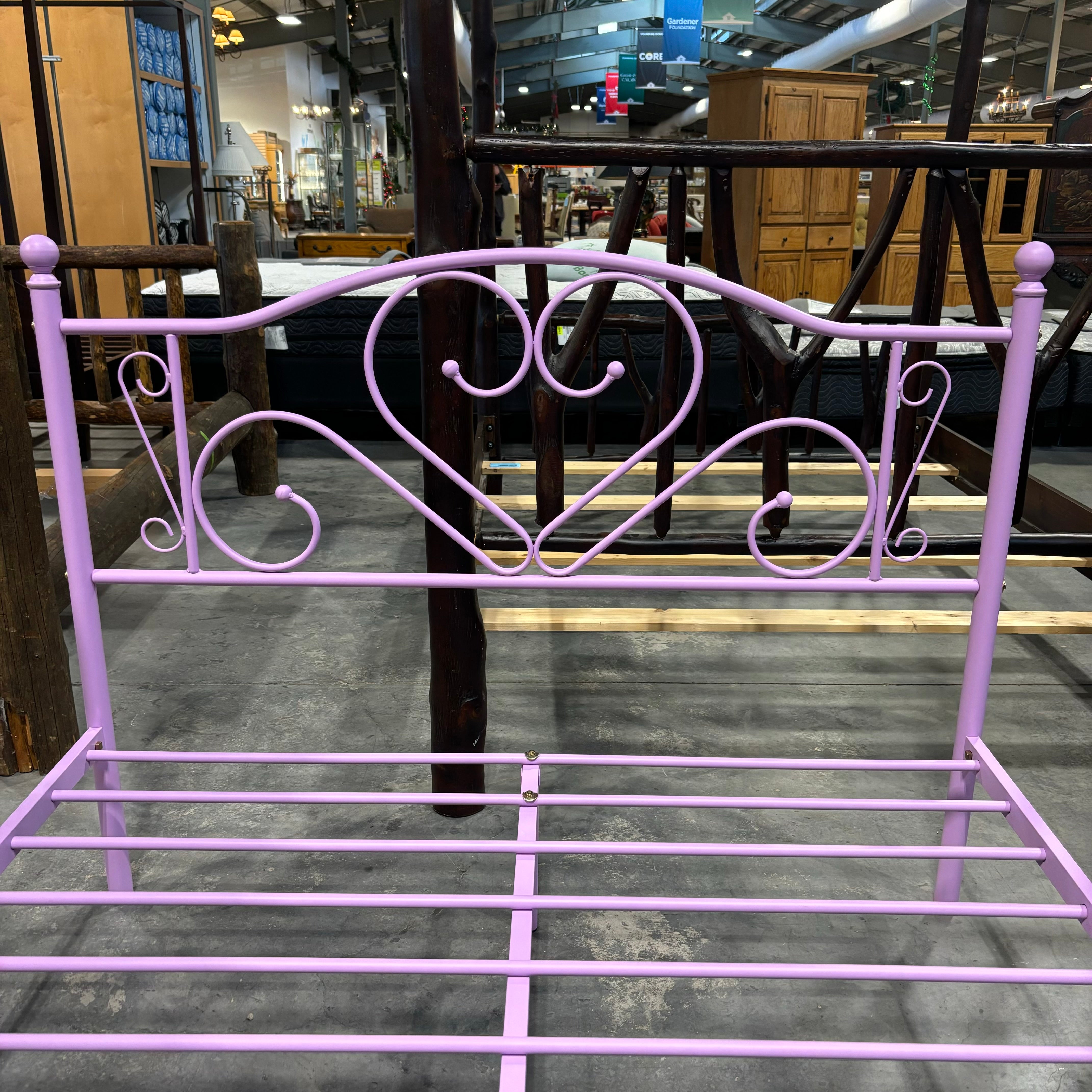 FULL Purple Ornate Metal Headboard Platform Bed 56"x 78"x 42"