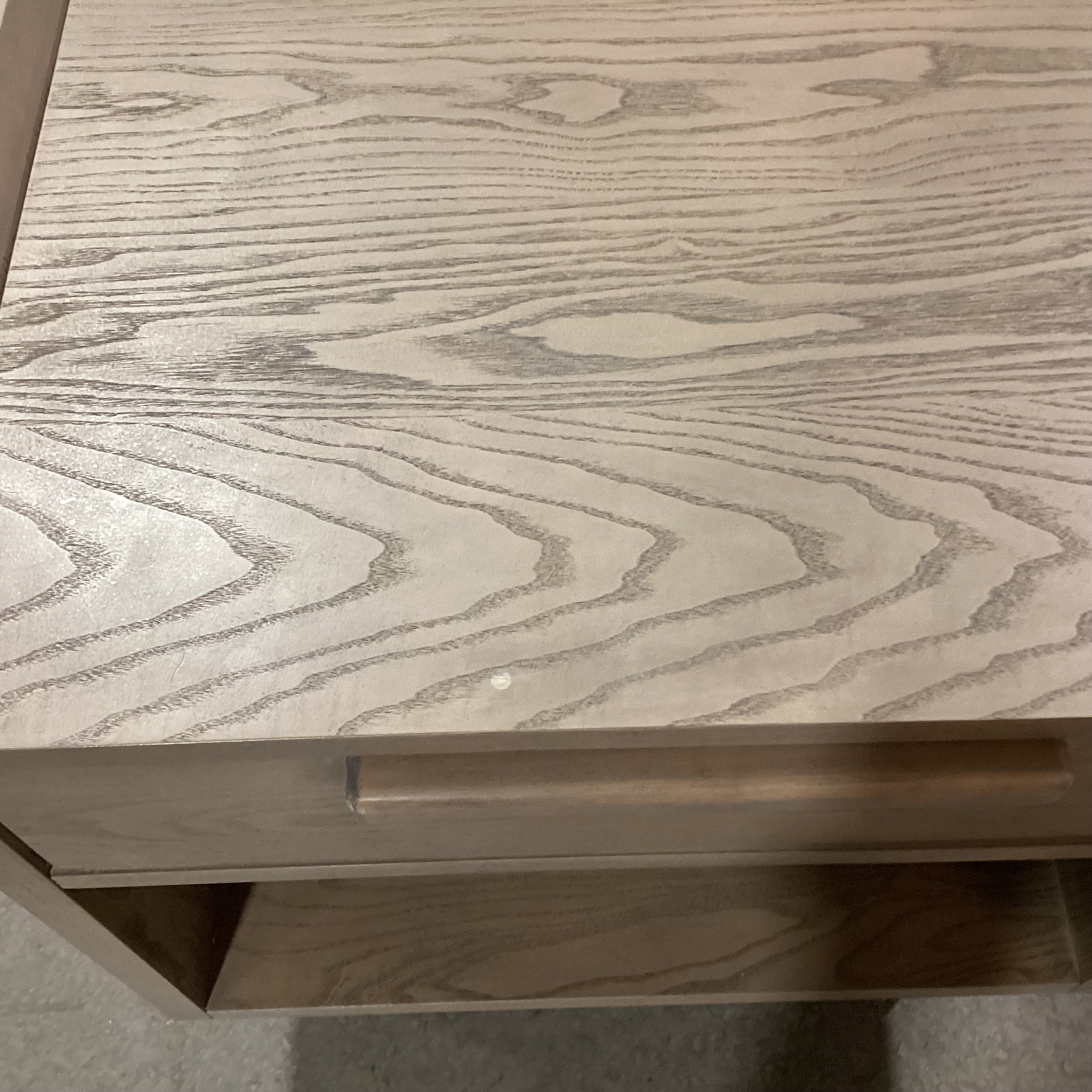 Crate & Barrel Tate Stone Grey Oak 1 Drawer Nightstand 23"x 18.5"x 25"