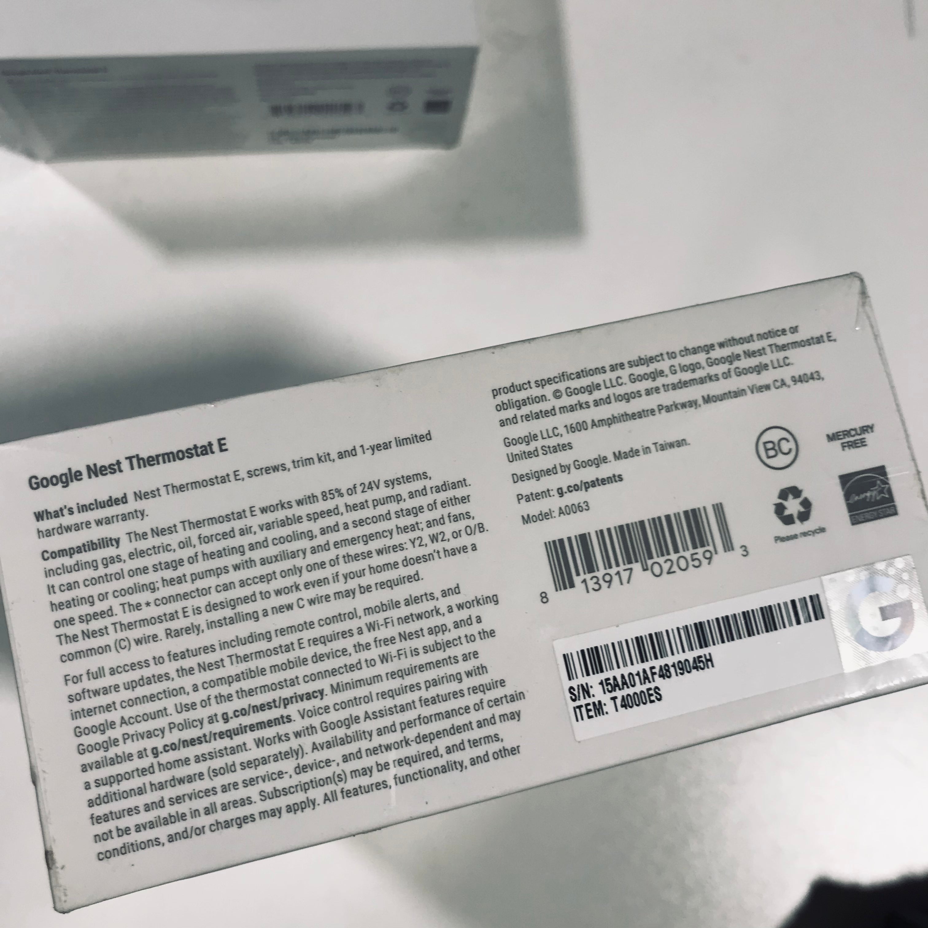 Google Nest Thermostat E