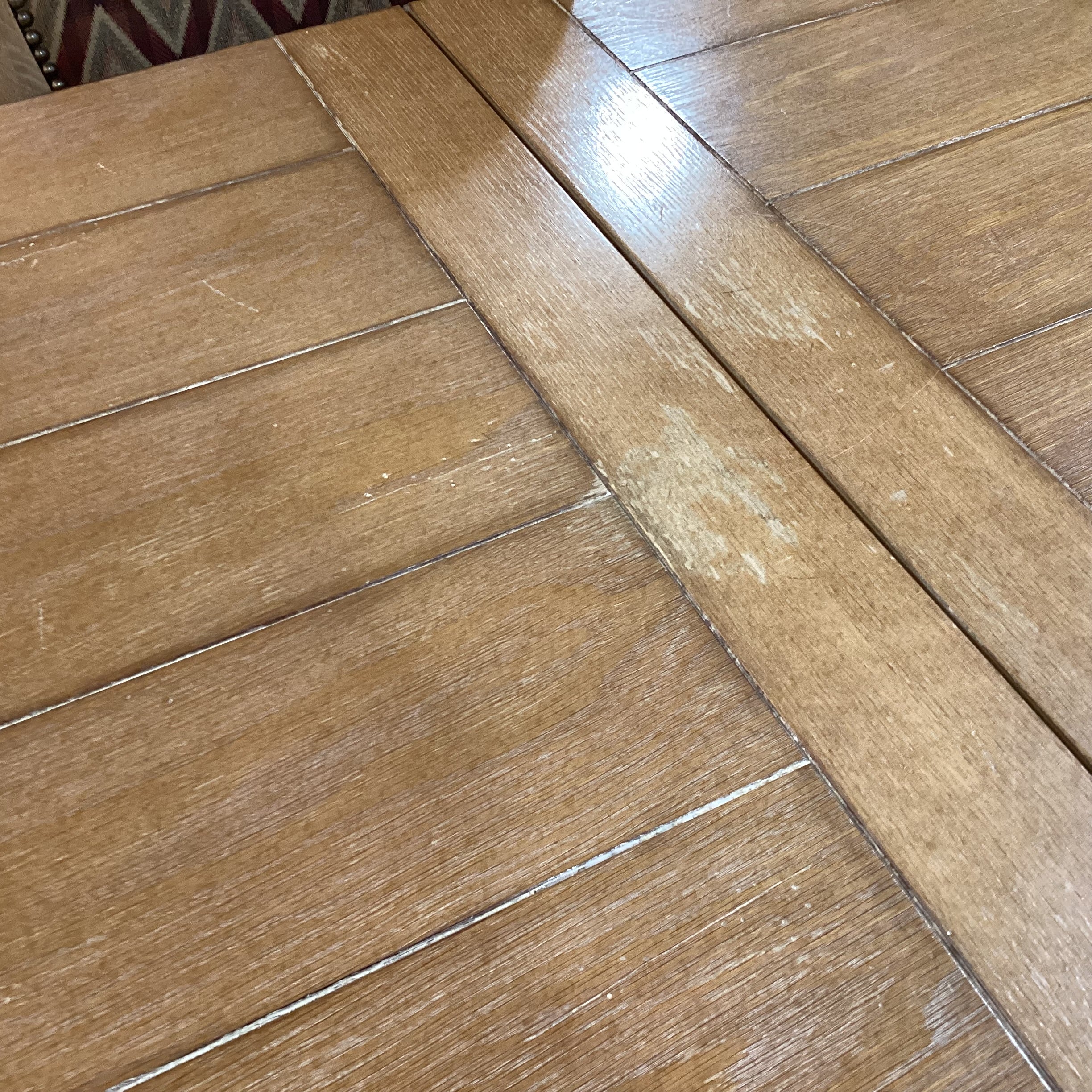 Light Finish Wood & Metal Edge Detail 2 Leaves Table with 8 Diamond Upholstered Chairs Dining Set 78" to 118"x 44"x 30.5"