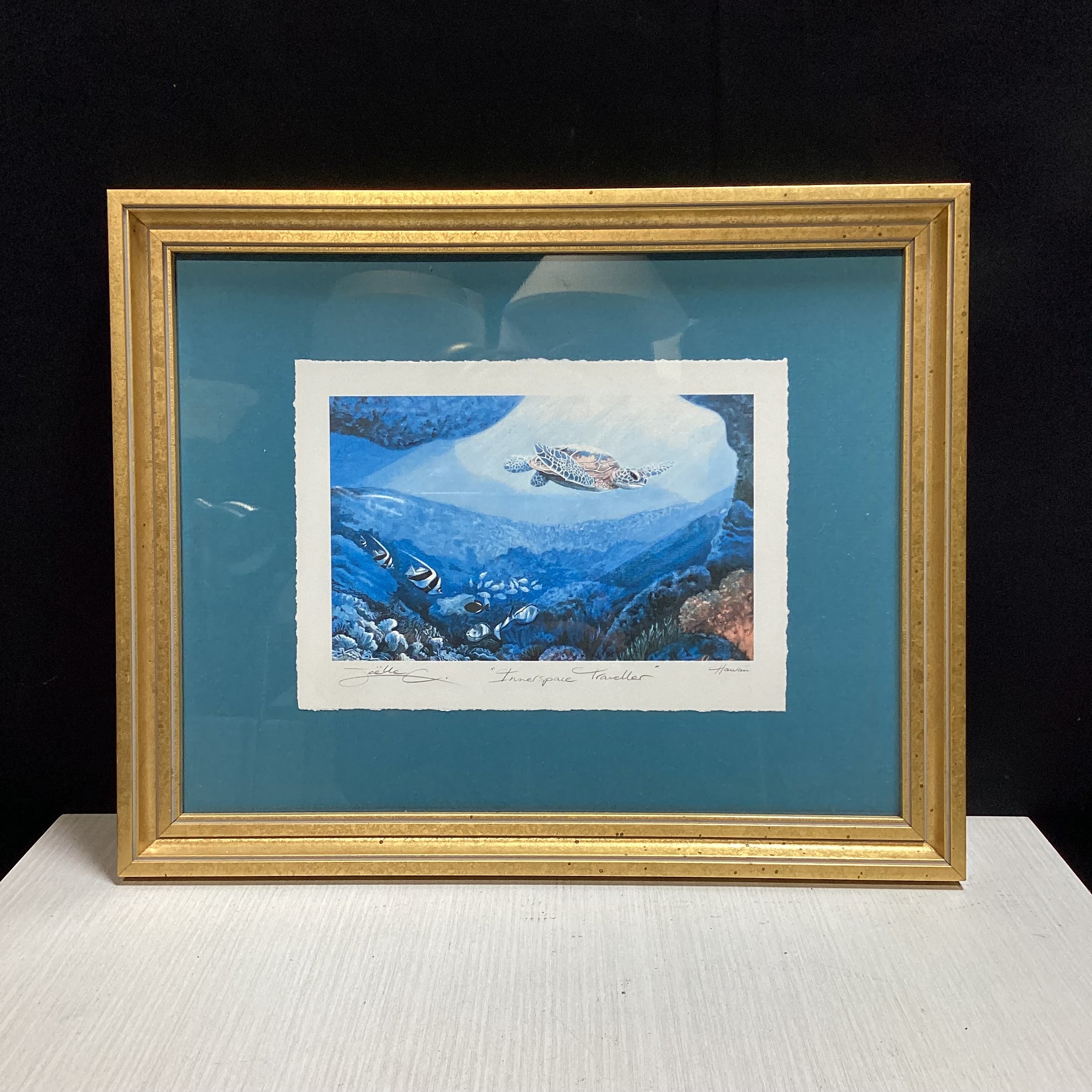 Joelle C. Pencil Signed "Innerspace Traveller" Print In Gold Frame 16" x 13"