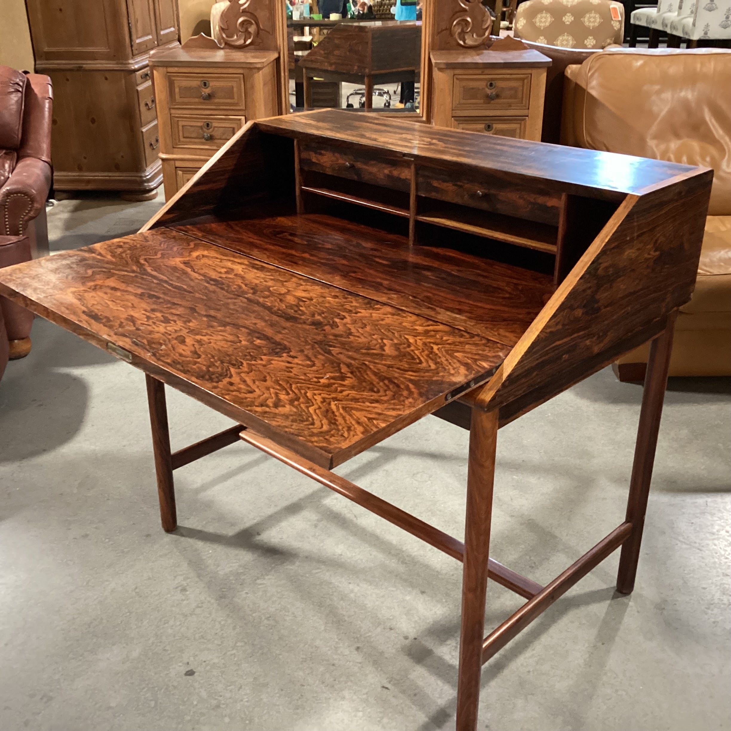 Mellemstrands Made in Norway Vintage 1960's Rosewood Slant Front Desk