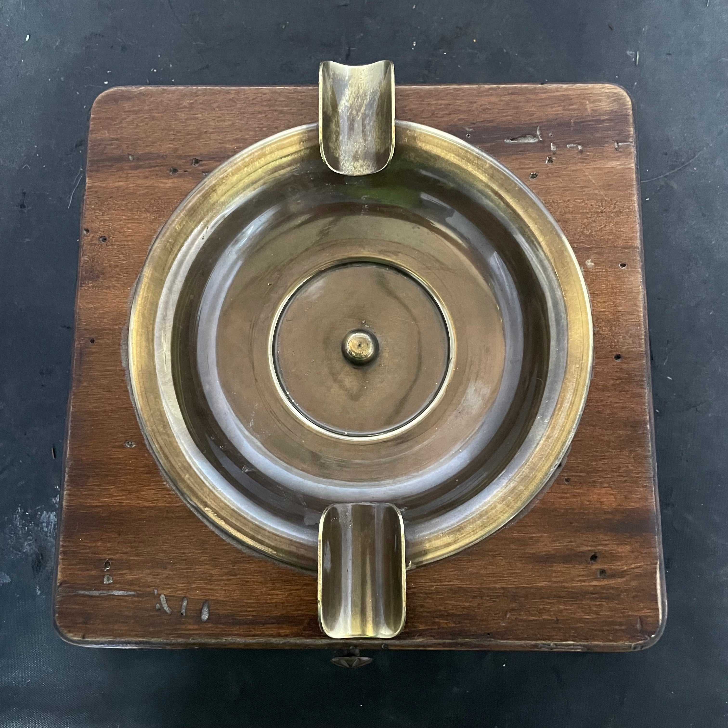 Vintage Nat Sherman Wood/Brass 1 Drawer Cigar Ashtray