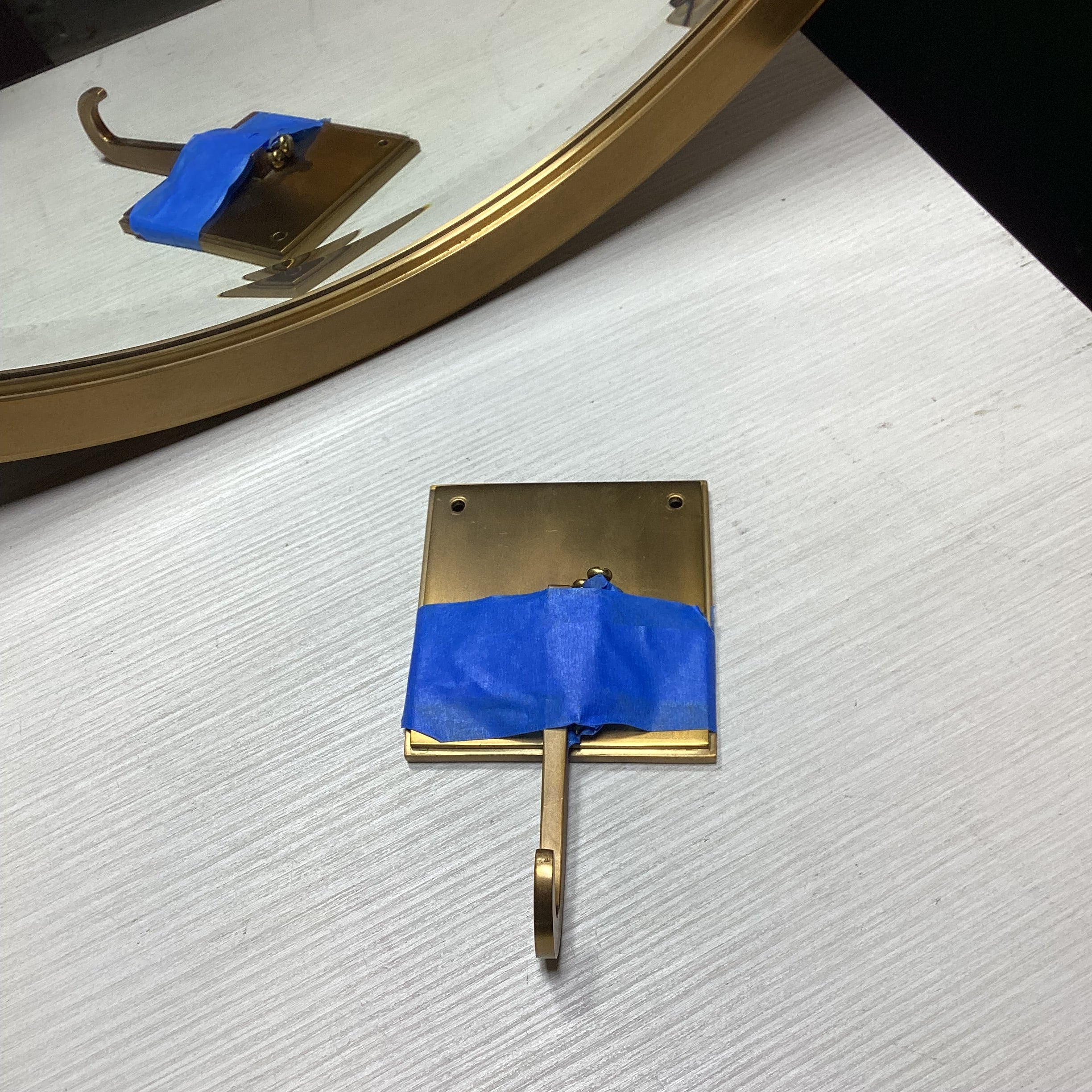 RH Brass Bevelled Edge Round Pendant Mirror 30" x 40"