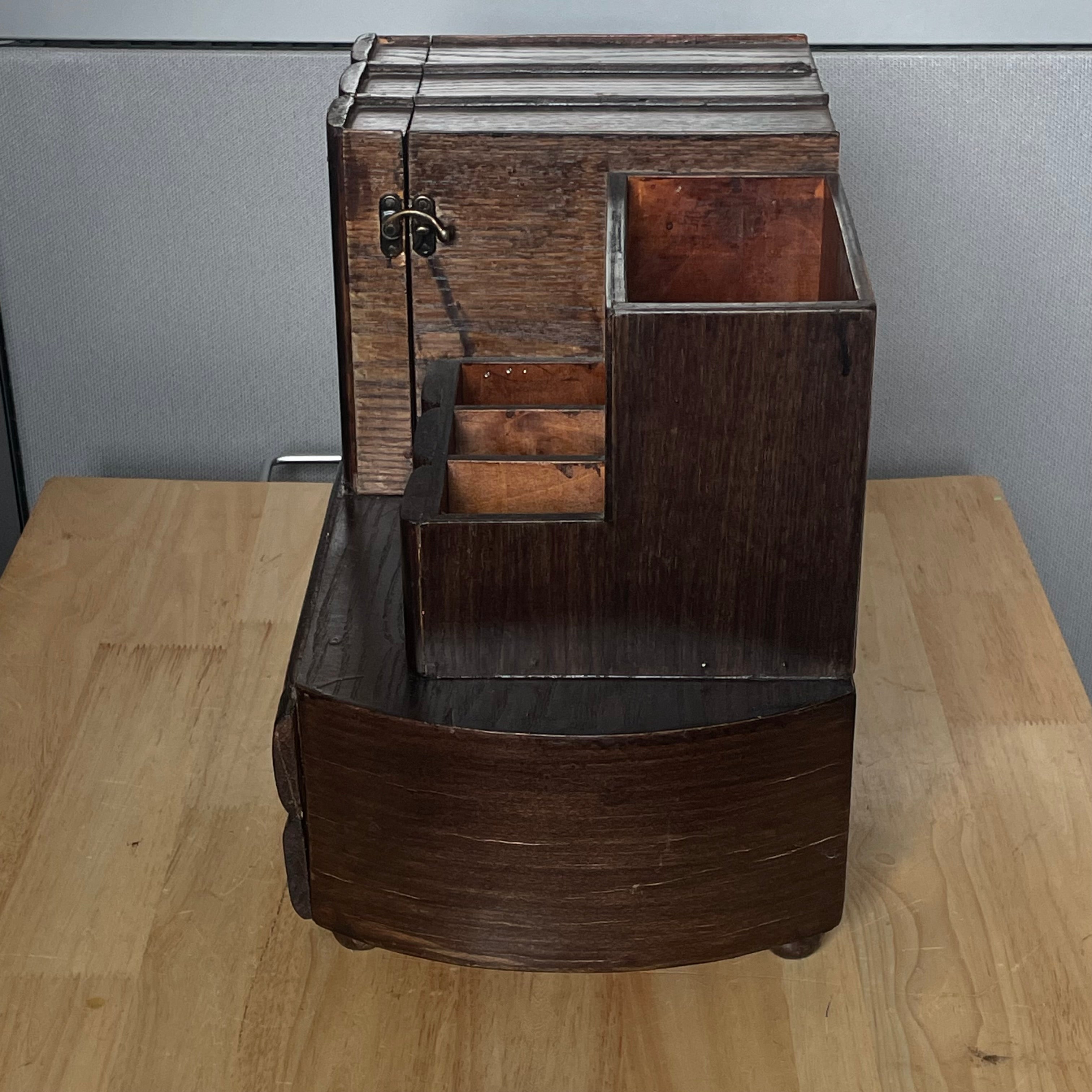 Vintage Chinese Desk Organizer Storage Box, 16.5"x 9.25"x 12.5"