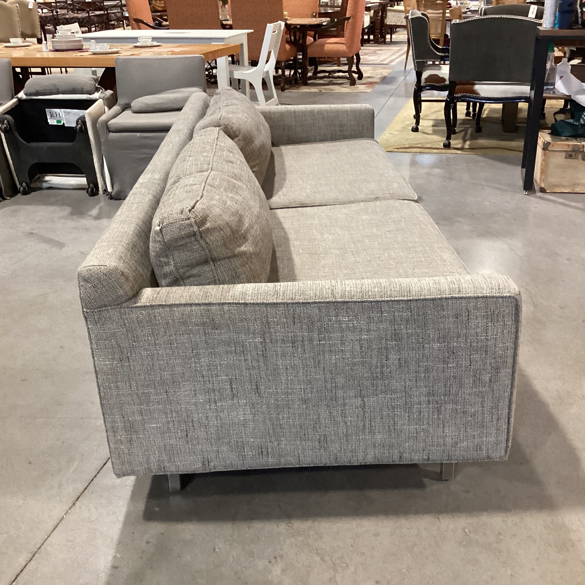 Mitchell Gold & Bob Williams Grey Charcoal Woven Modern Sofa 100"x 39"x 28"