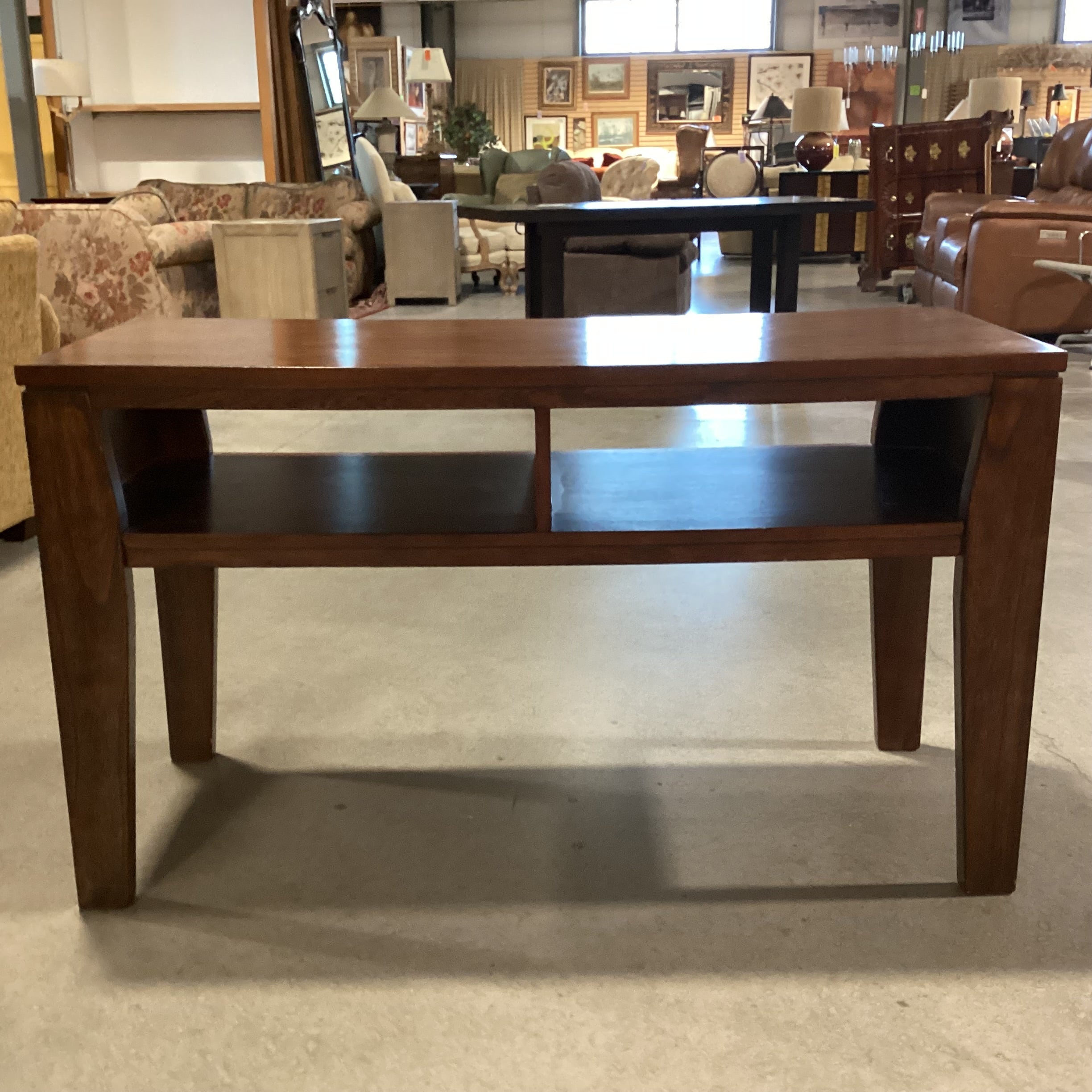 Dark Finish Wood with Open Cubbies Console Sofa Table 48"x 19"x 28"