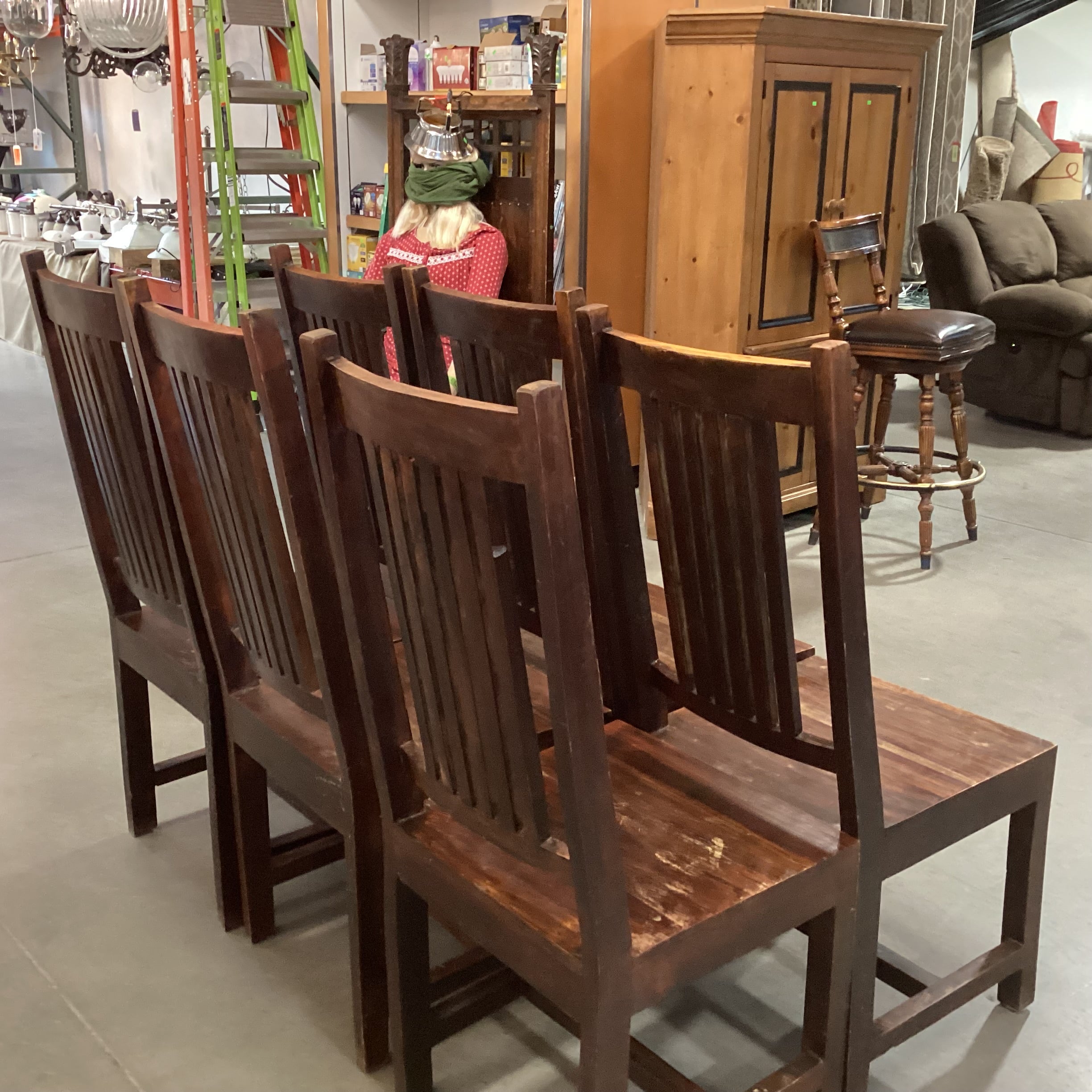 SET of 6 Dark Finish Solid Mango Wood Dining Chairs 18"x 22"x 44"