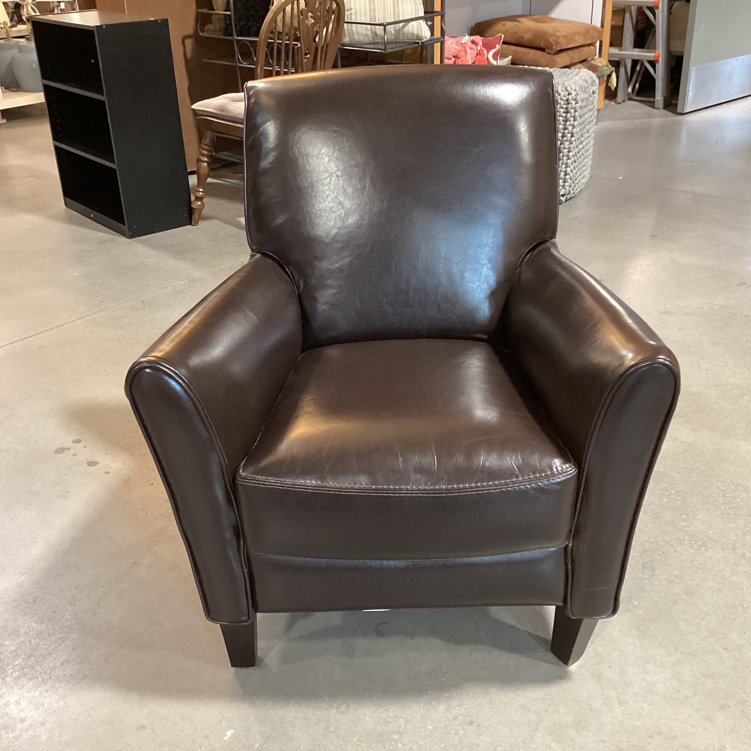 Calia Italia Brown Leather Chair 31"x 31"x 34"