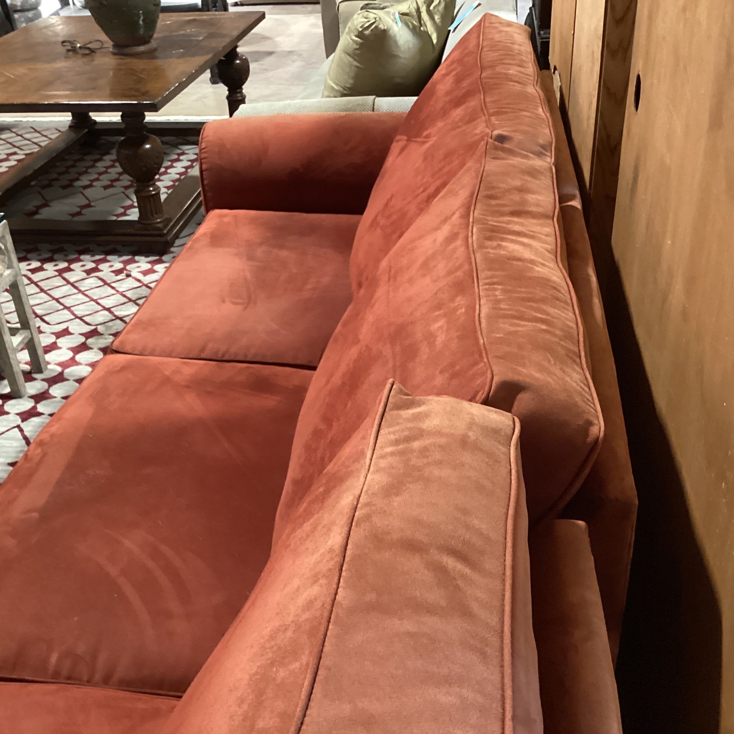 Red Micro Suede 2 Piece Sectional 110"x 92"x 37"x 32"