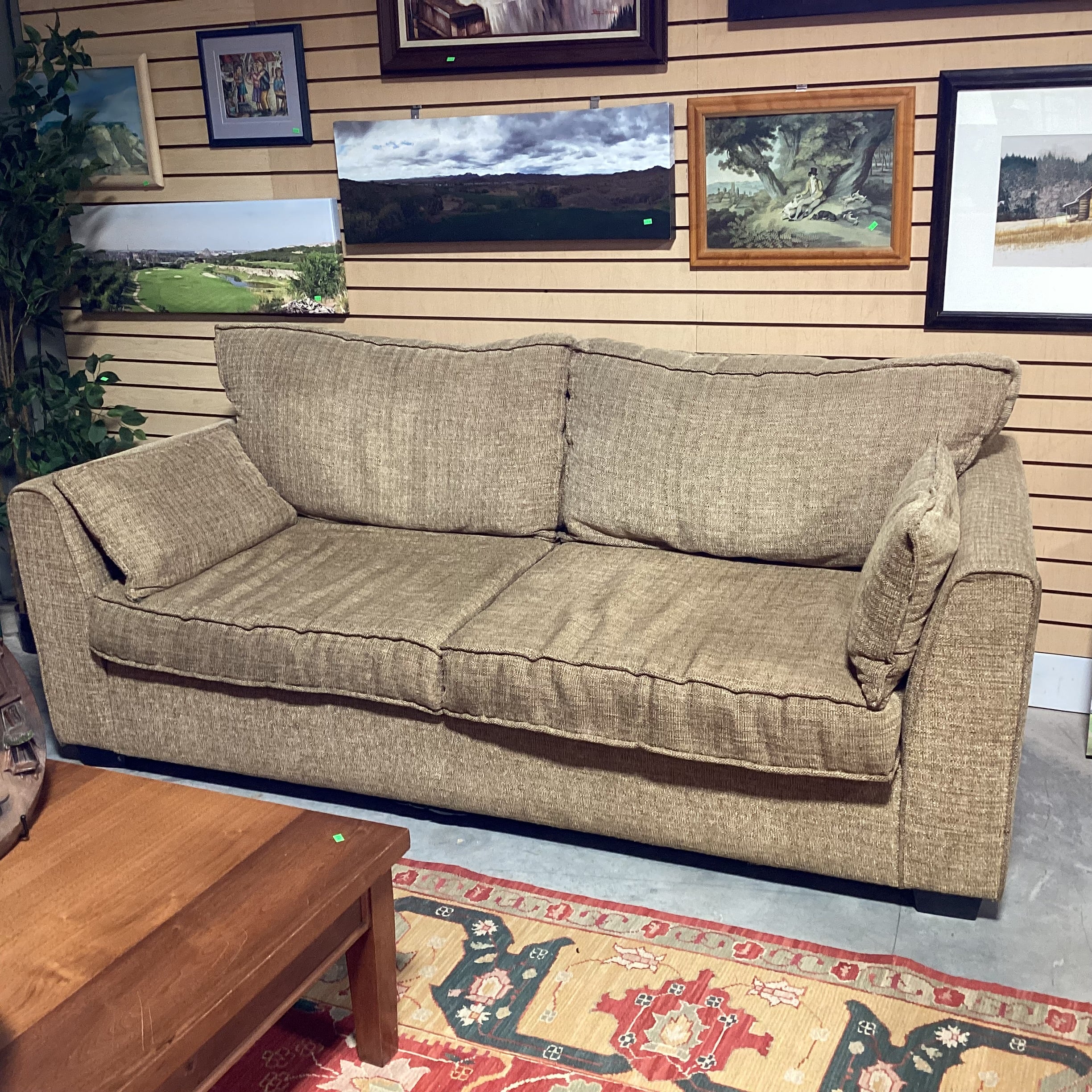 Hiatt Furniture Gold & Tan Woven Sofa 84"x 40"x 31"