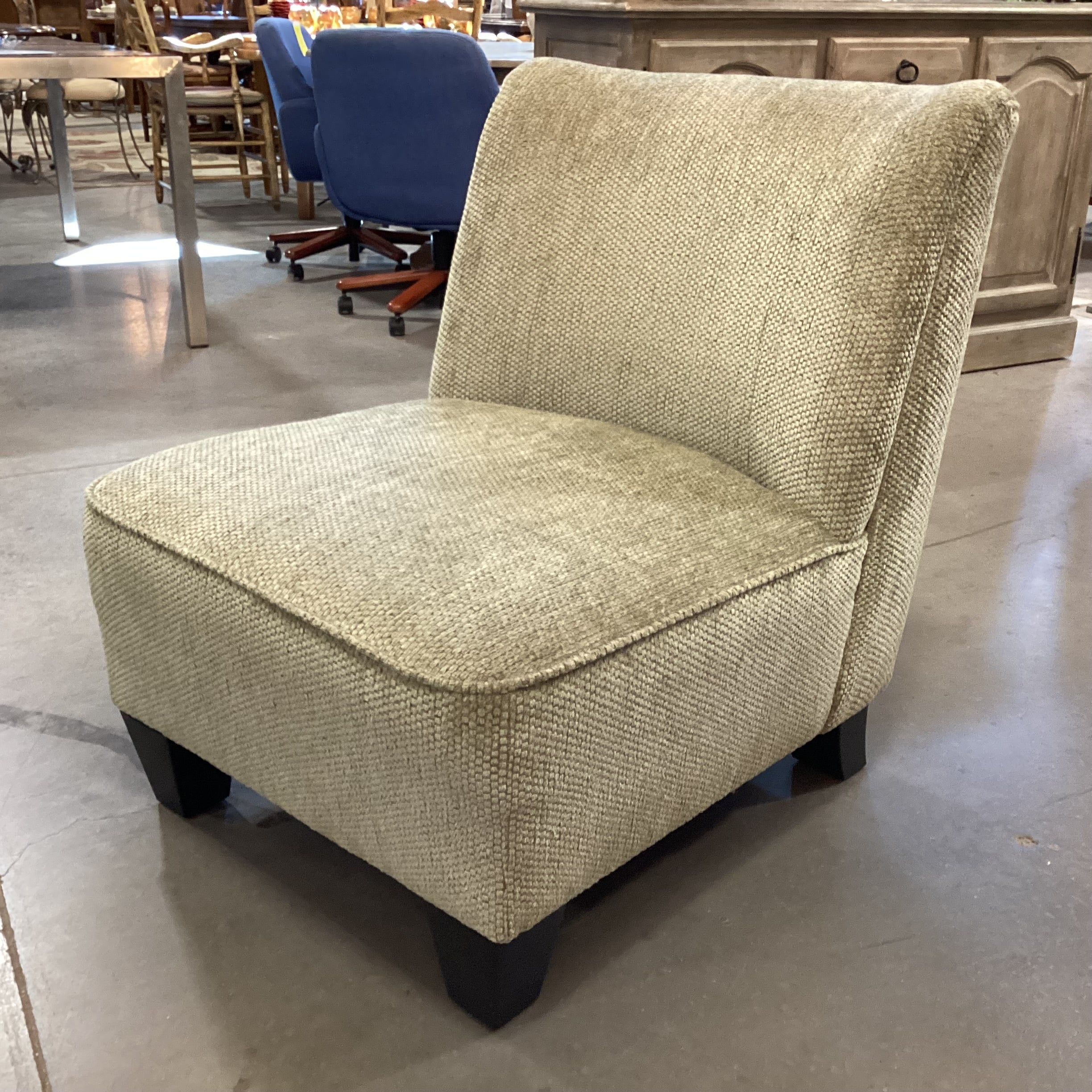 Light Sage Chenille Woven Slipper Style Chair 28"x 36"x 33"