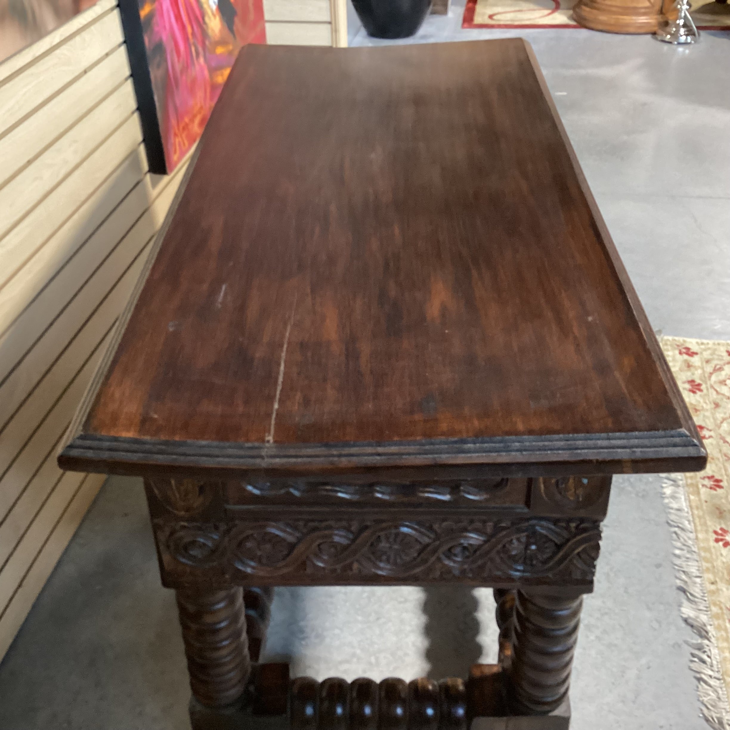 Spanish Style Carved Wood 1 Drawer Console Sofa Table 52"x 24.5"x 34"