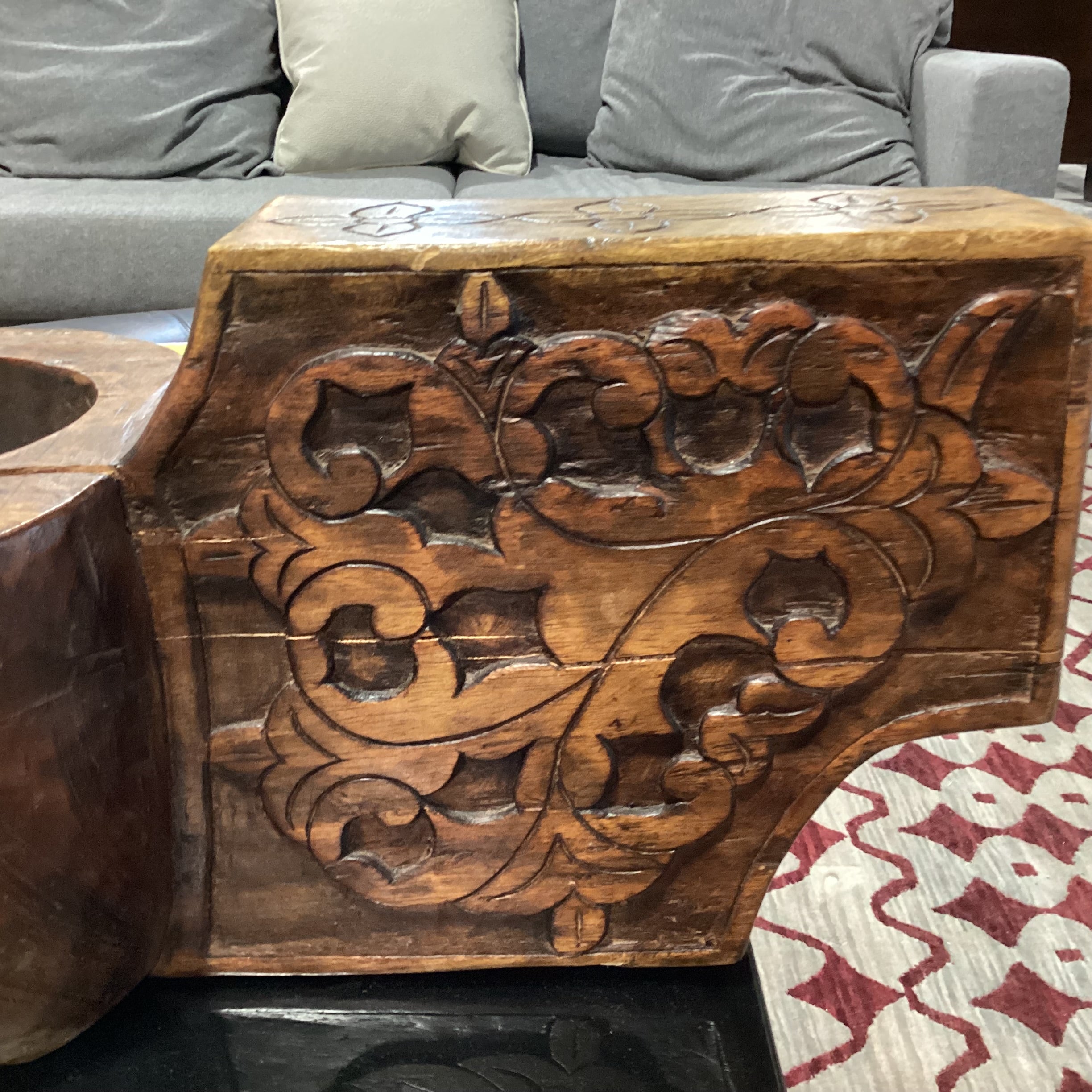 Antique Hand Carved Wood Mancala Board Game 55.5"x 9.5"x 9.5"