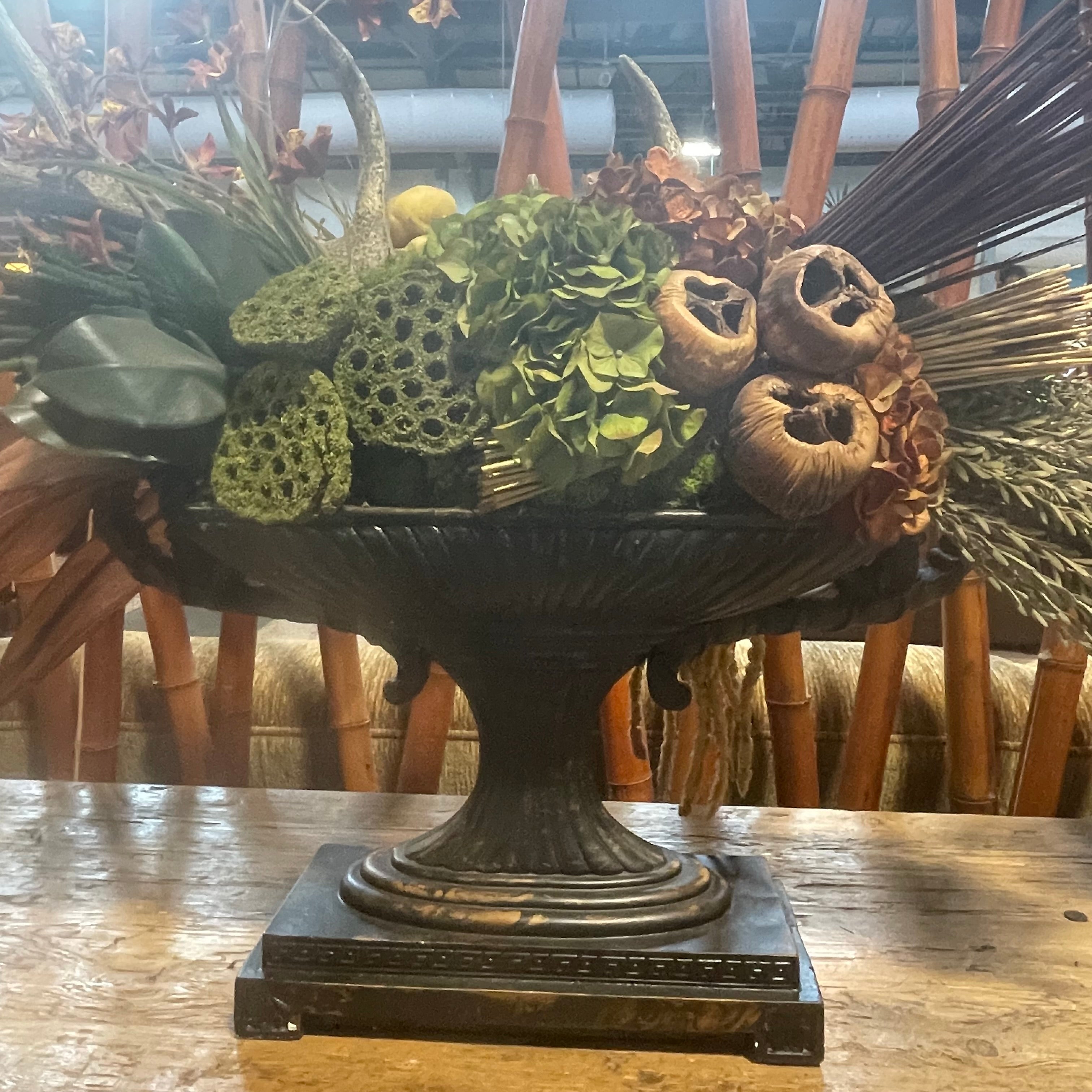 Western Decor Faux Antlers Autumn Dry Floral Arrangement 34"x 12"x 28"