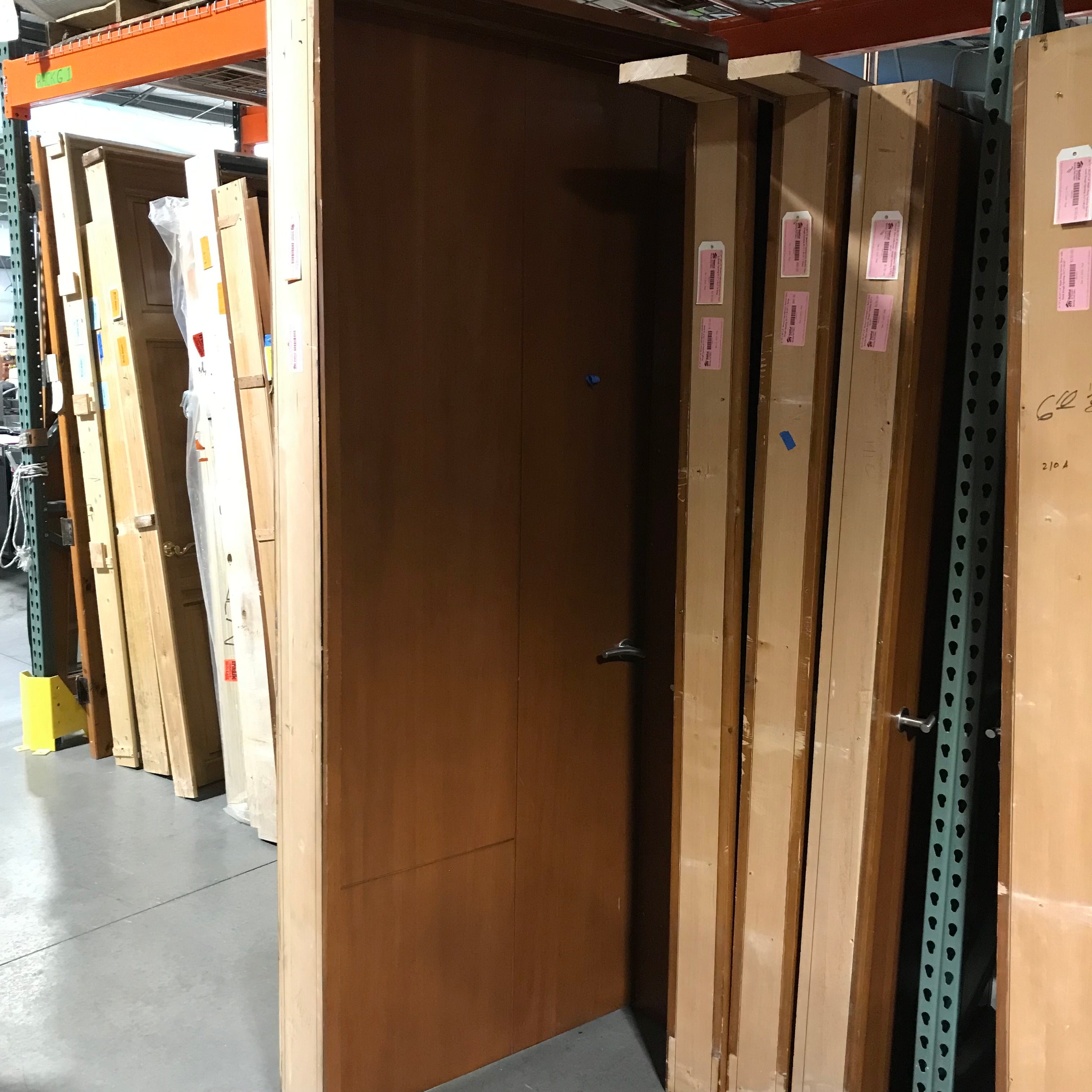 38.75"x 91"x 6.5" Rough Opening Brown Contemporary Interior Door with Jamb L Hung