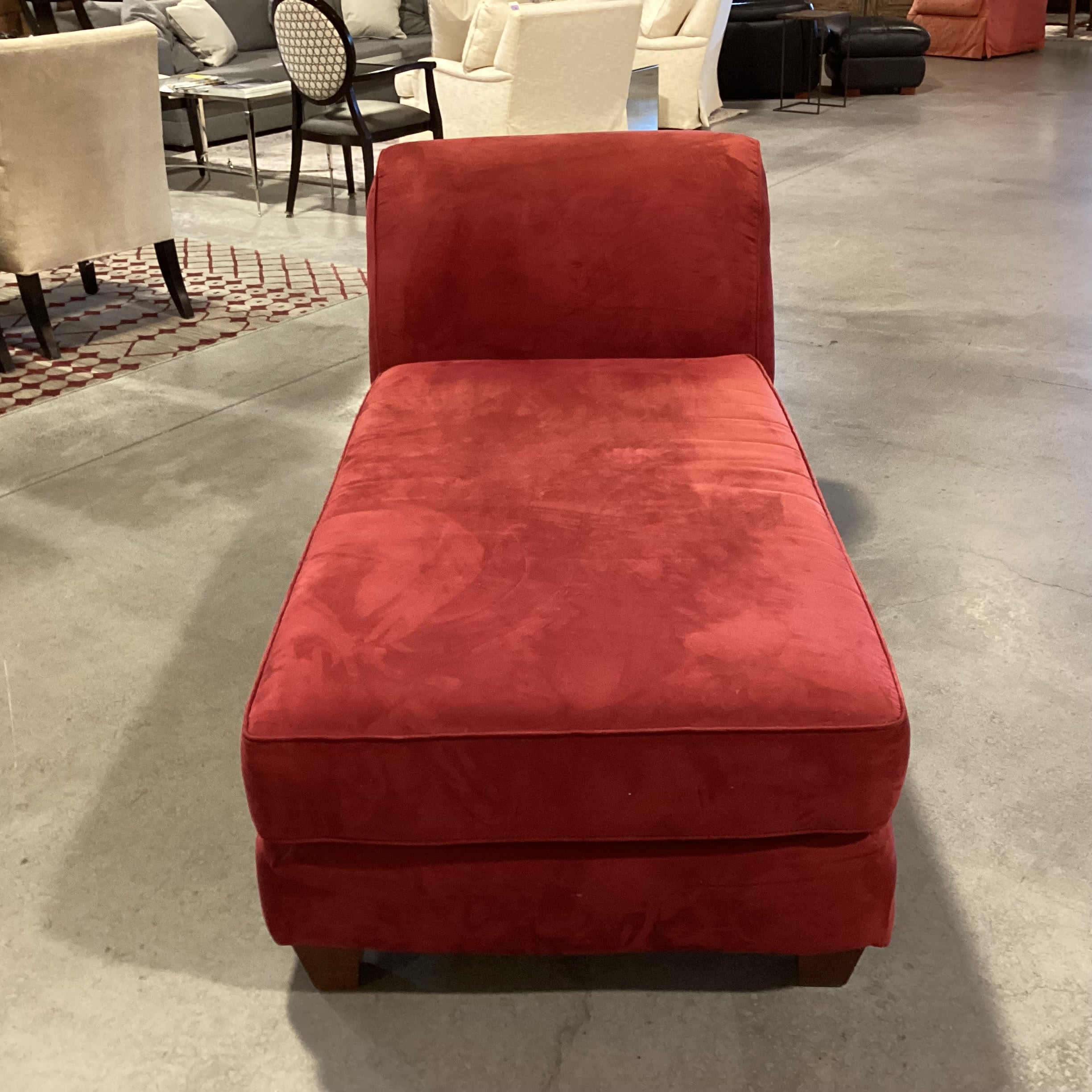 Red Micro Suede Chaise Sofa 70"x 33"x 33"