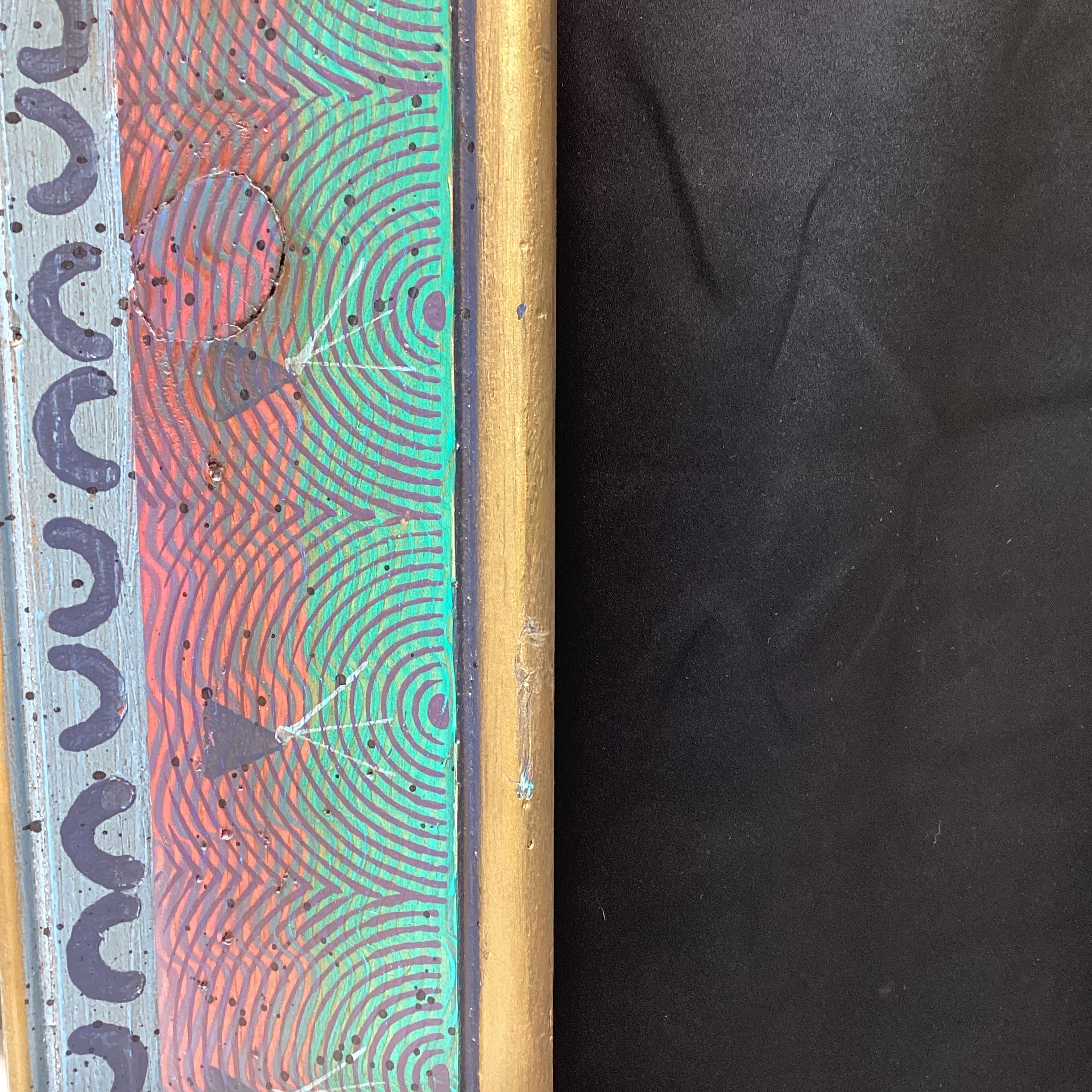 Artist Signed Hand-Painted Colorful Wall Mirror 21" x 25"