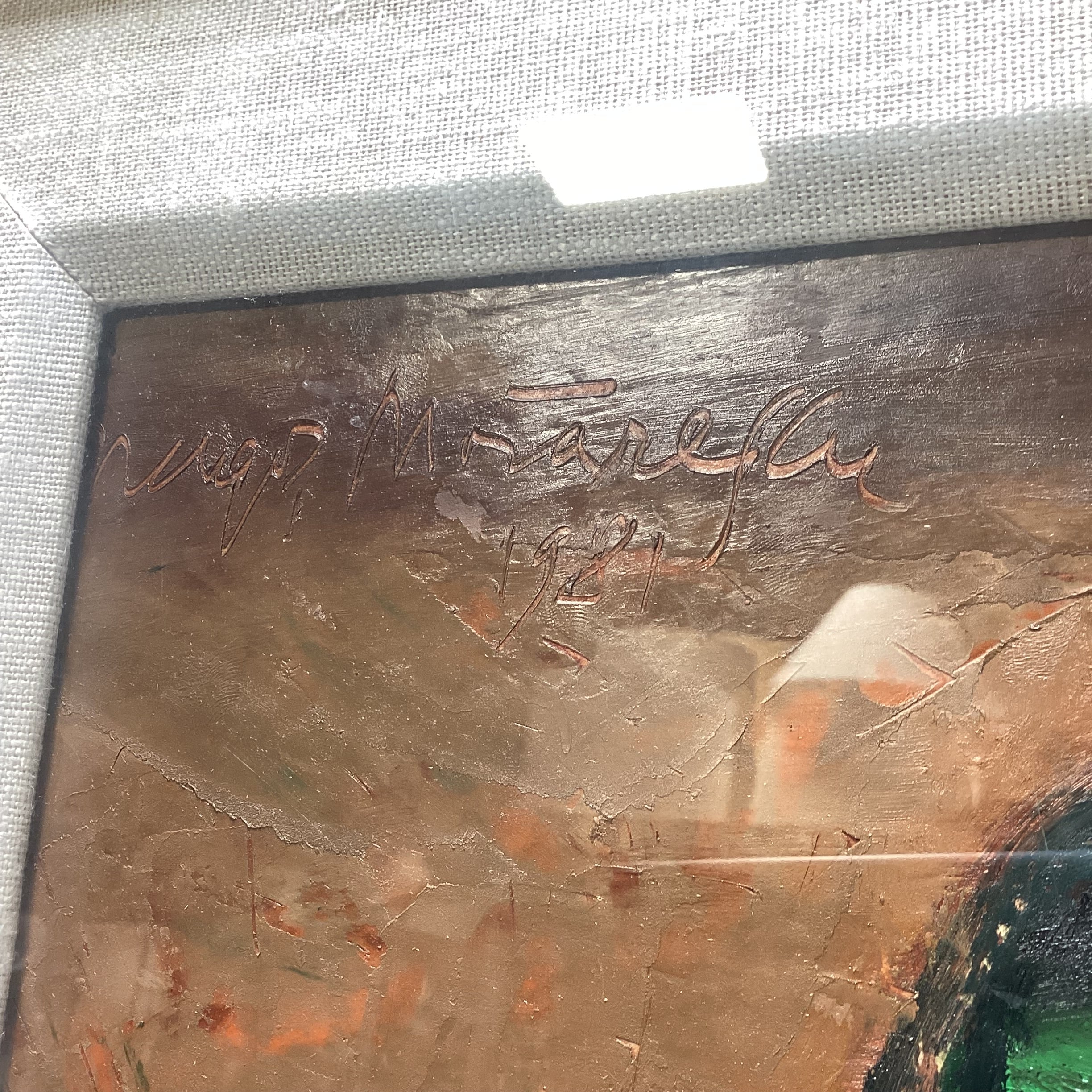 Dragos Morarescu Signed/Dated "Sarutul (The Kiss)" 1981 Original Framed Painting 32.5" x 27"