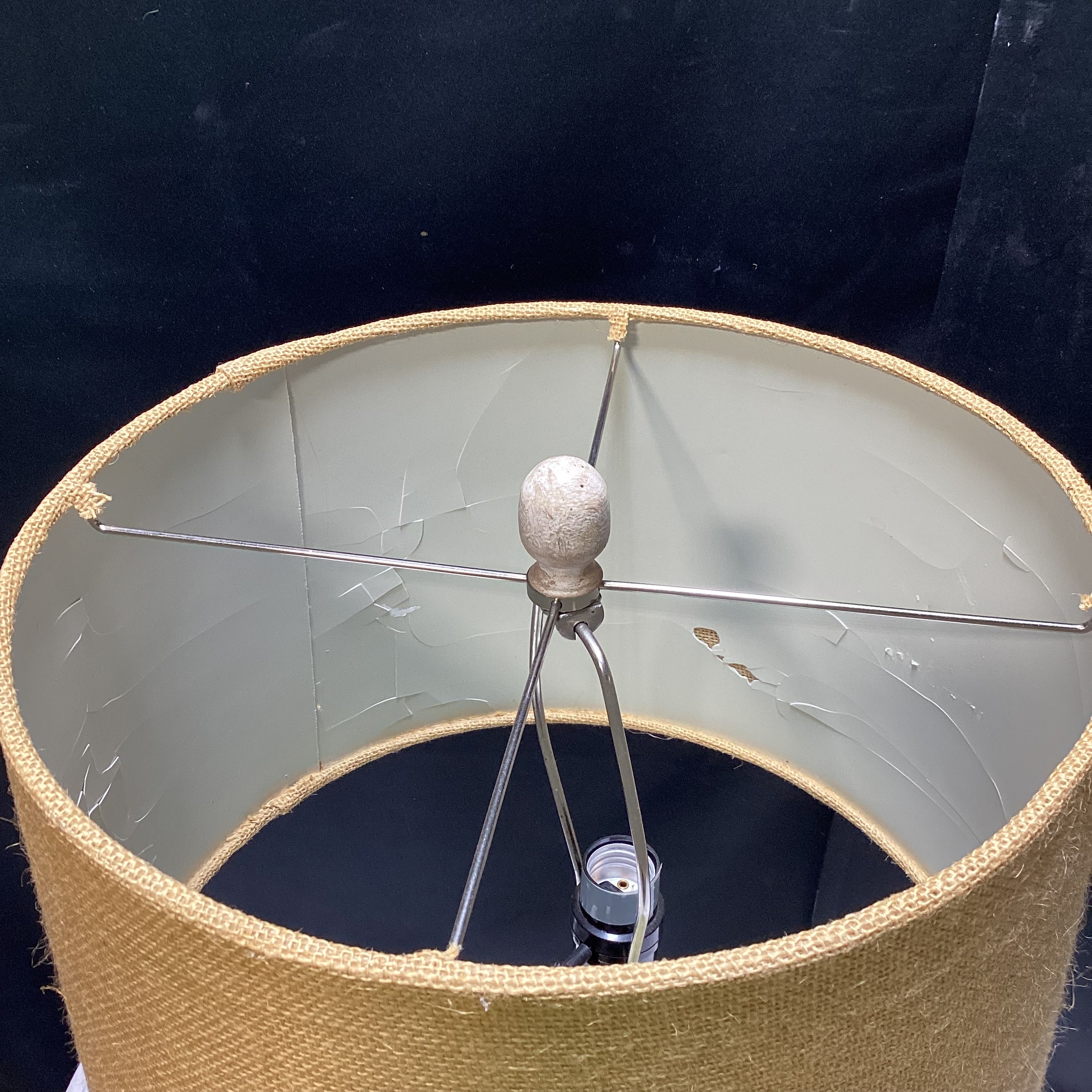 Nautical Style Textured Glass Table Lamp With Rattan Shade 14" x 28.5" x 7"