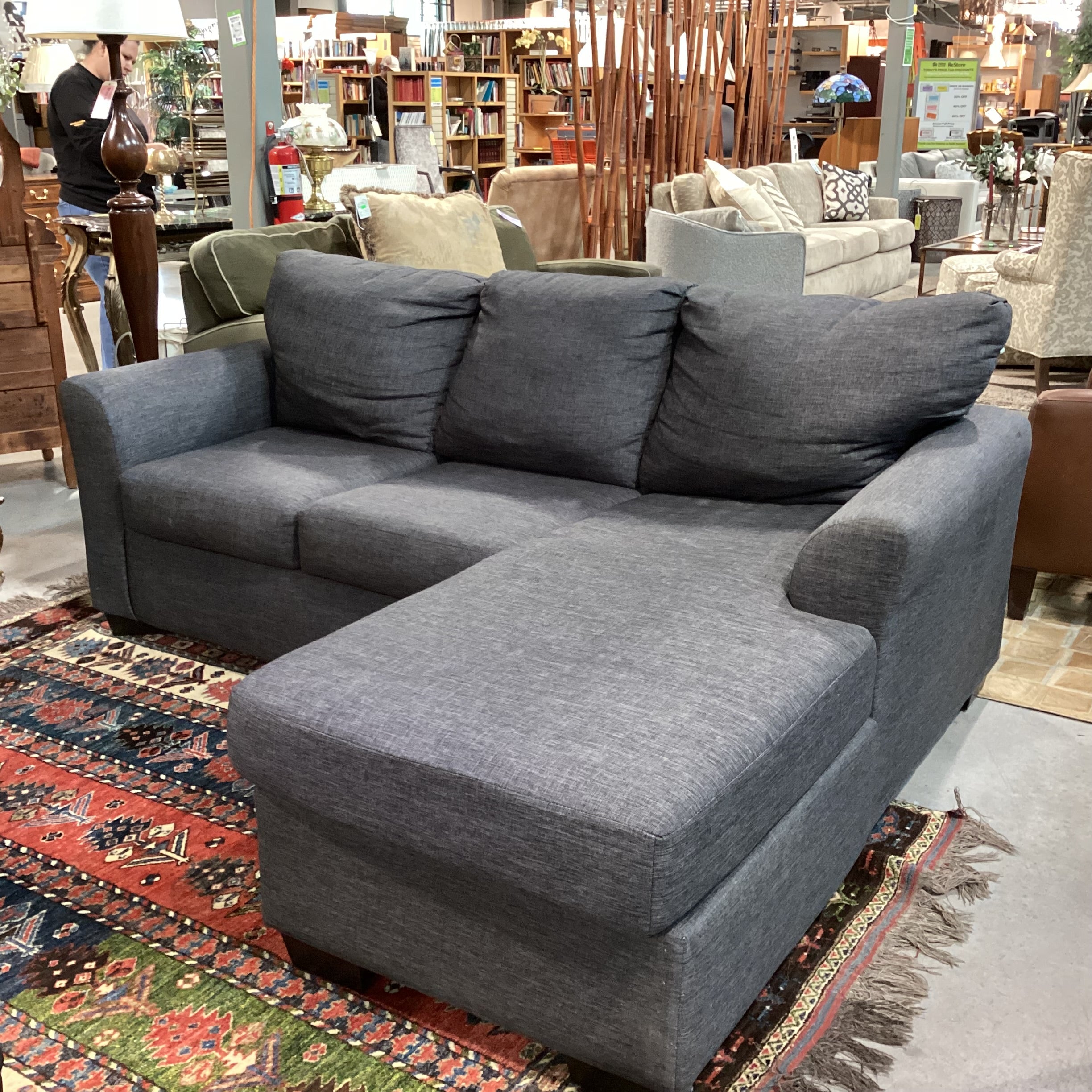 Charcoal Woven 2 Piece with Left or Right Chaise Sectional 81"x 68"x 37"x 36"